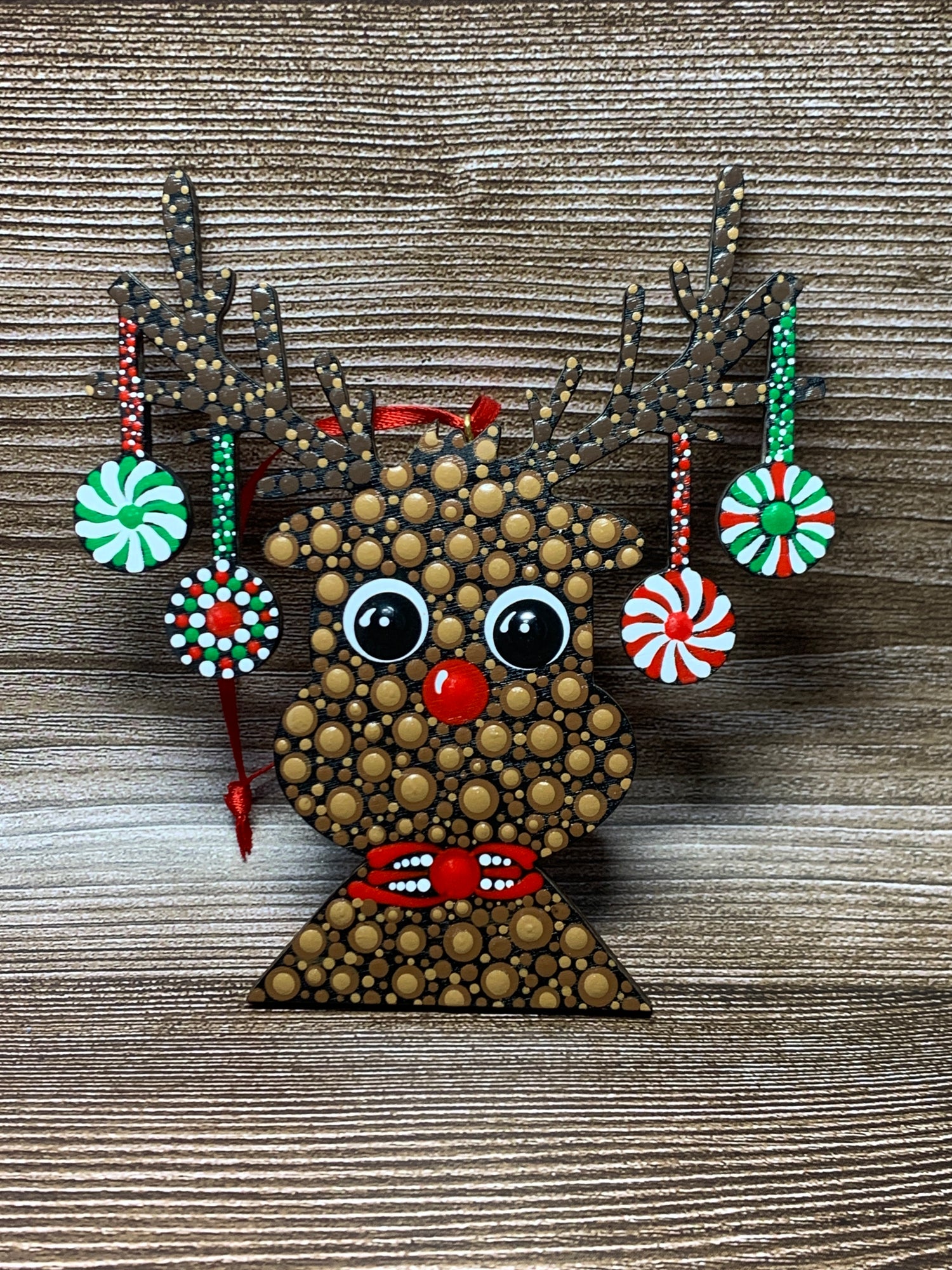Wood Dot Art Ornaments