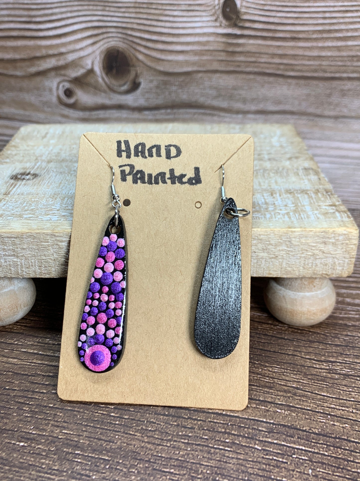 ER#20 Pink & Purple Metallic Dotted Earrings