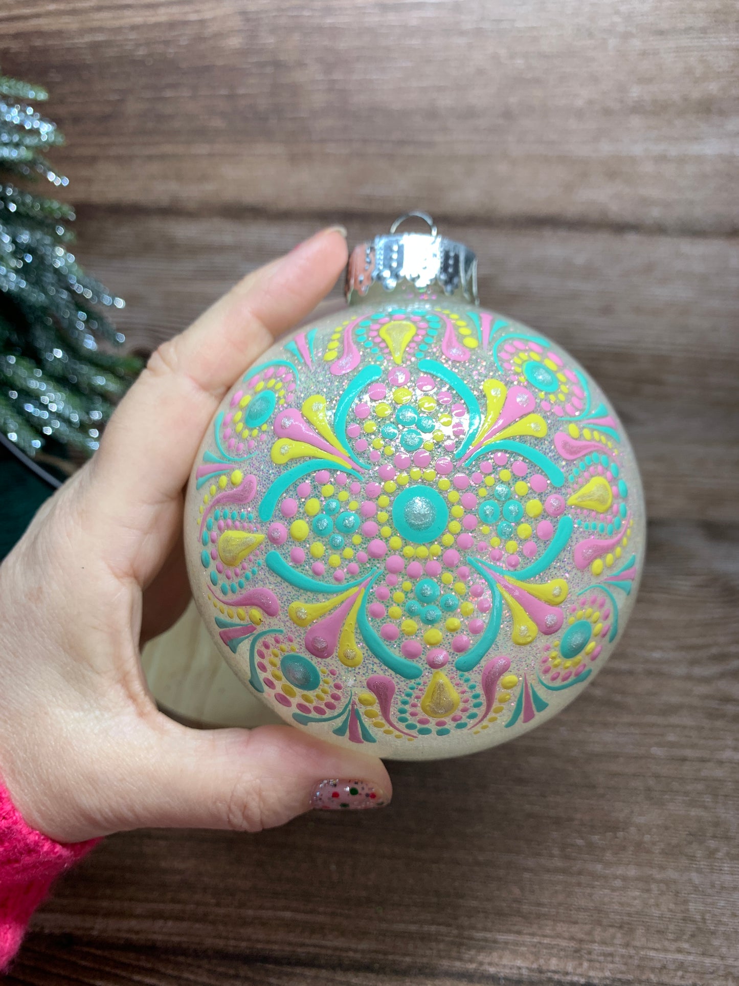 #117 Glittered Dot Art Ornament