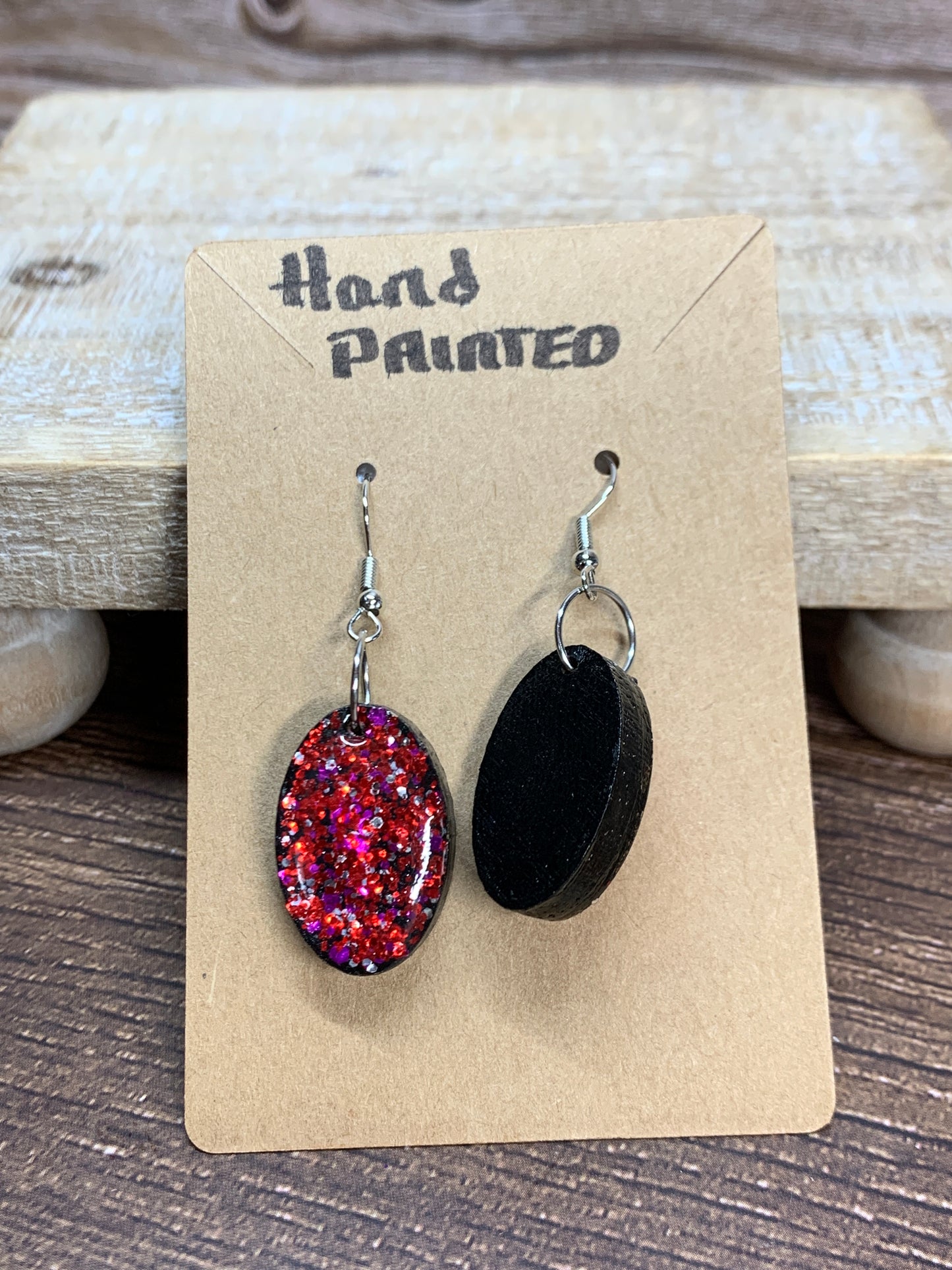 ER#32 Red/Pink Glittered Earrings