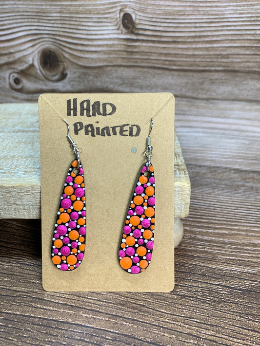 ER#17 Pink & Orange Metallic Dotted Earrings