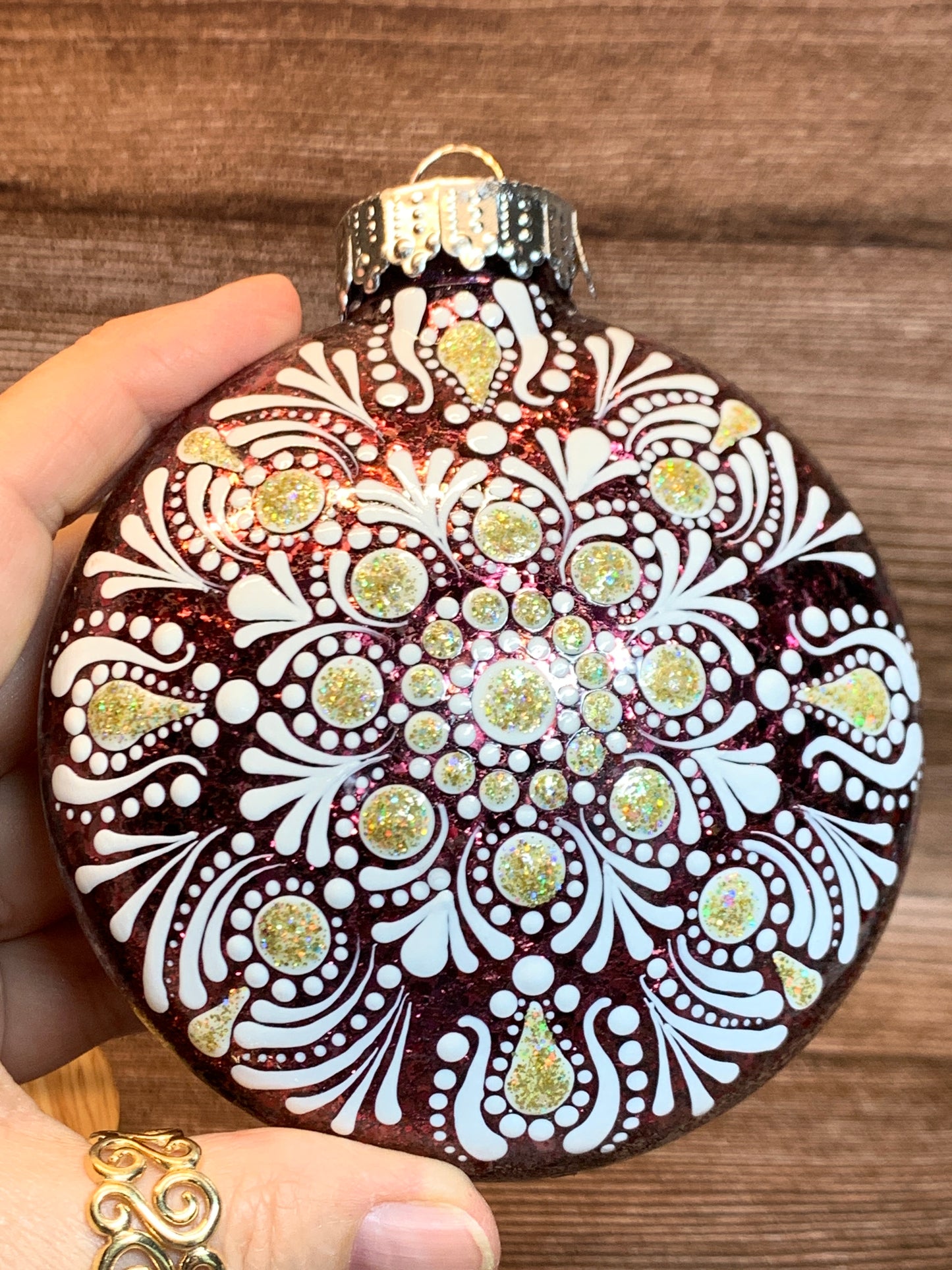 #95 Glittered Dot Art Ornament