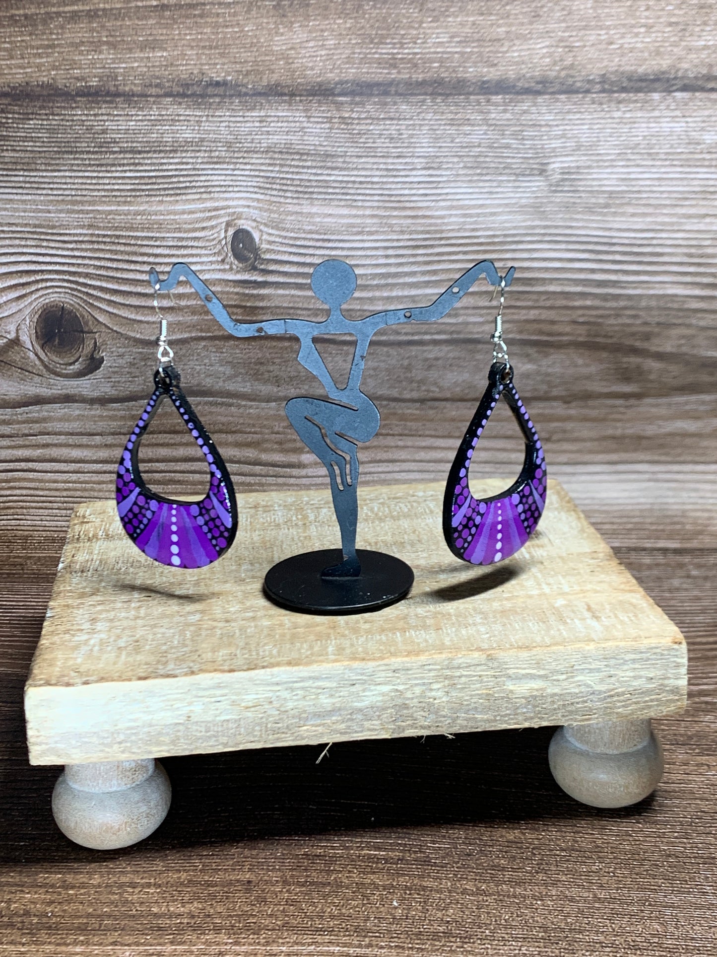 ER#1Purple Stripes and Dots Earrings