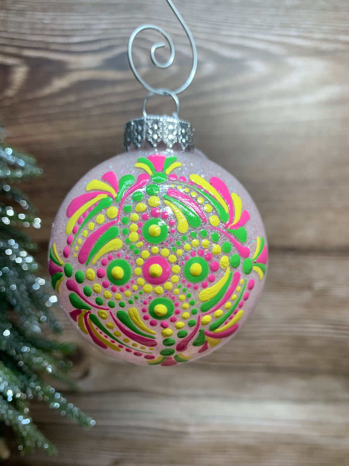 #119 Glittered Dot Art Ornament