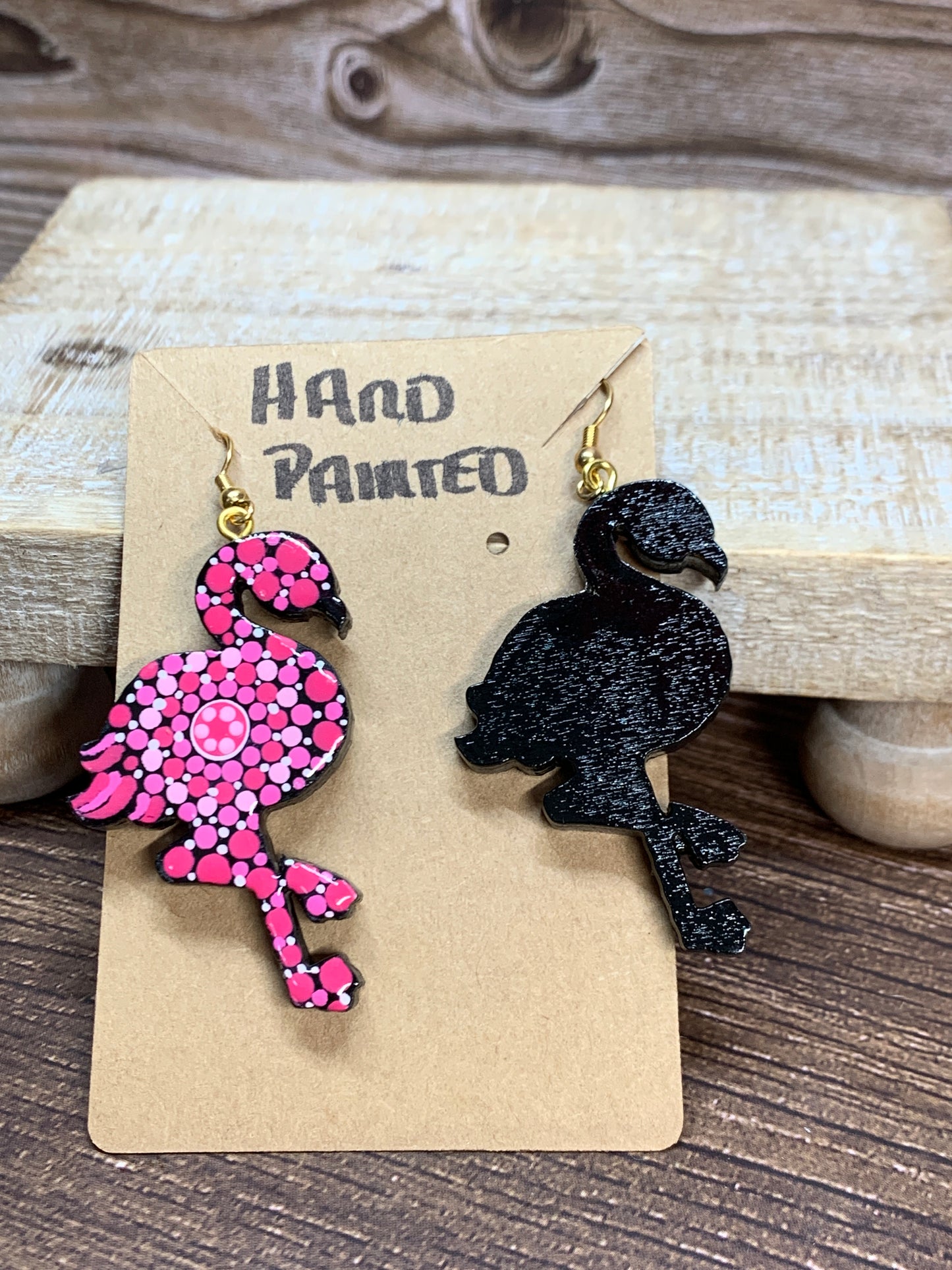 ER#39 Pink Flamingo Dotted Earrings
