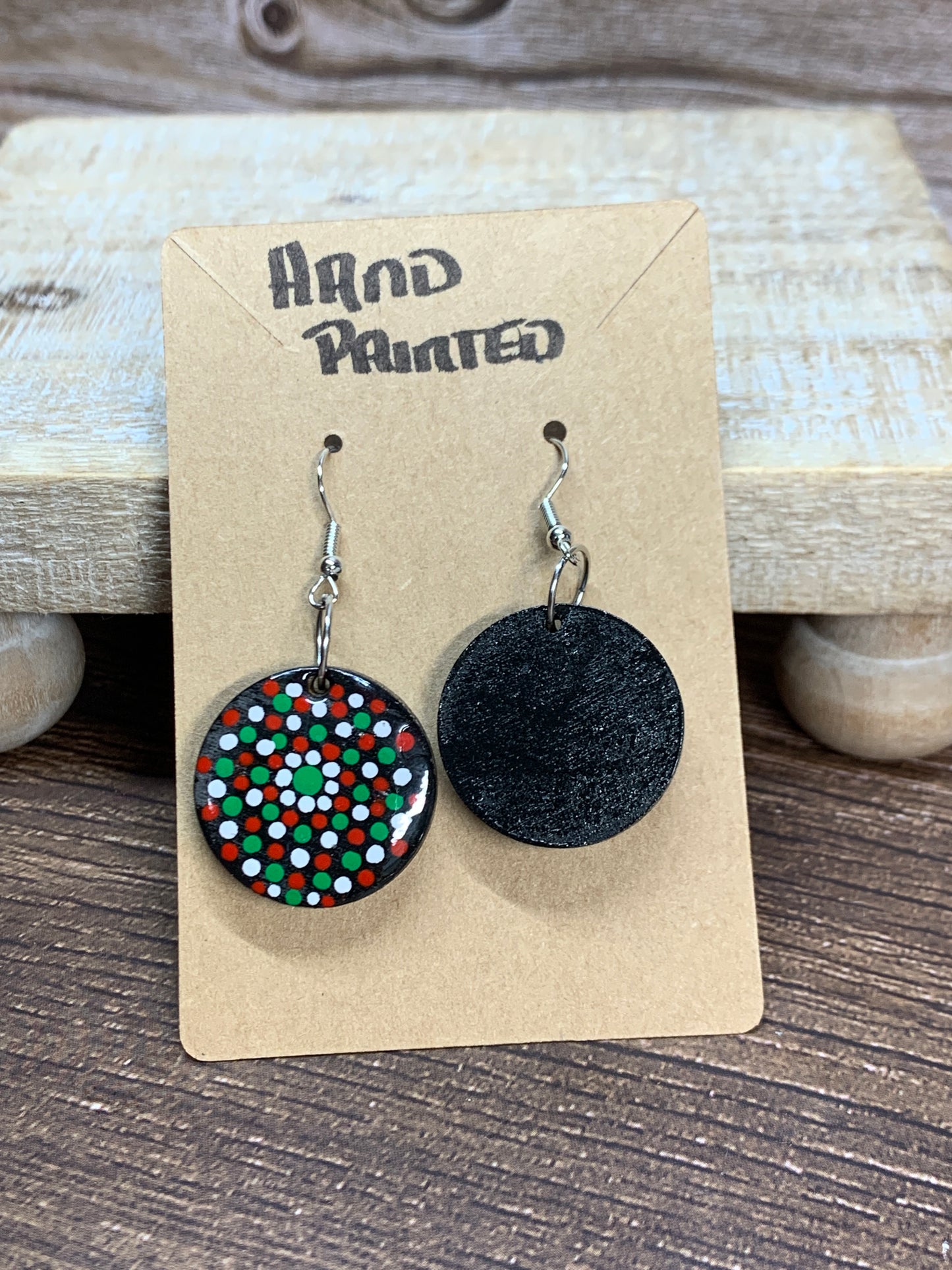 ER#35 Red White & Green Dotted Earrings