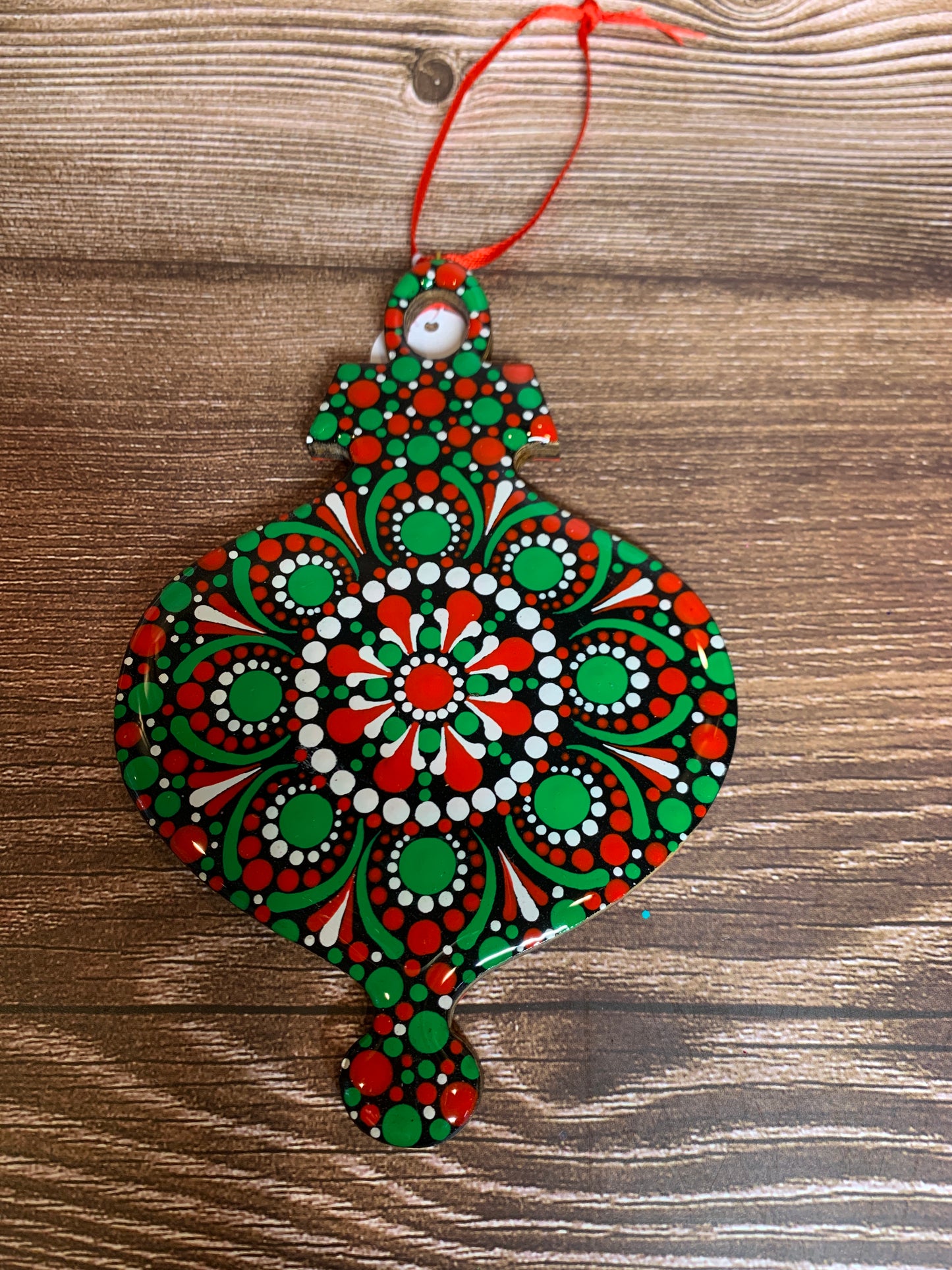 Large Dot Art Wood Ornament