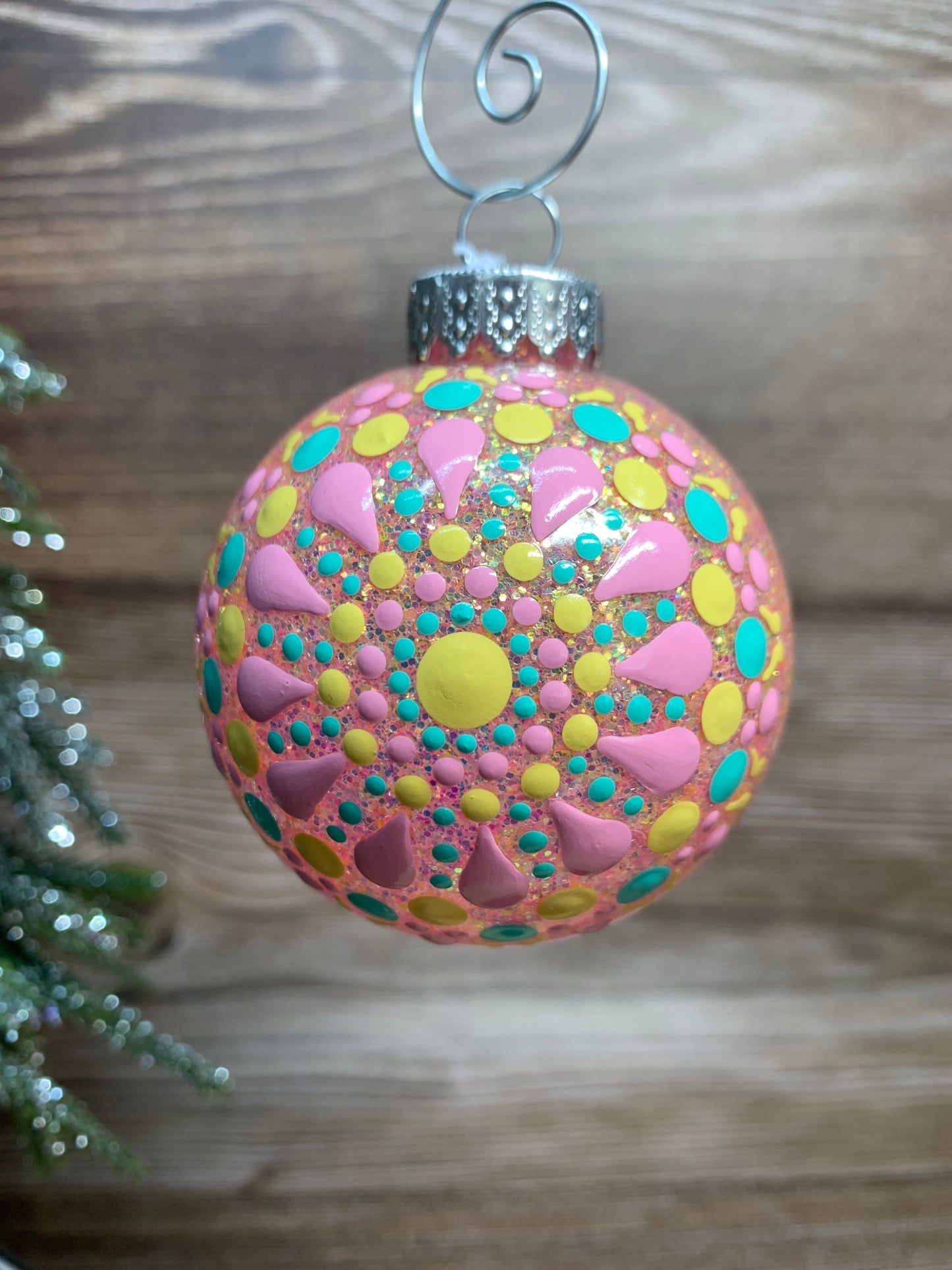 #118 Glittered Dot Art Ornament