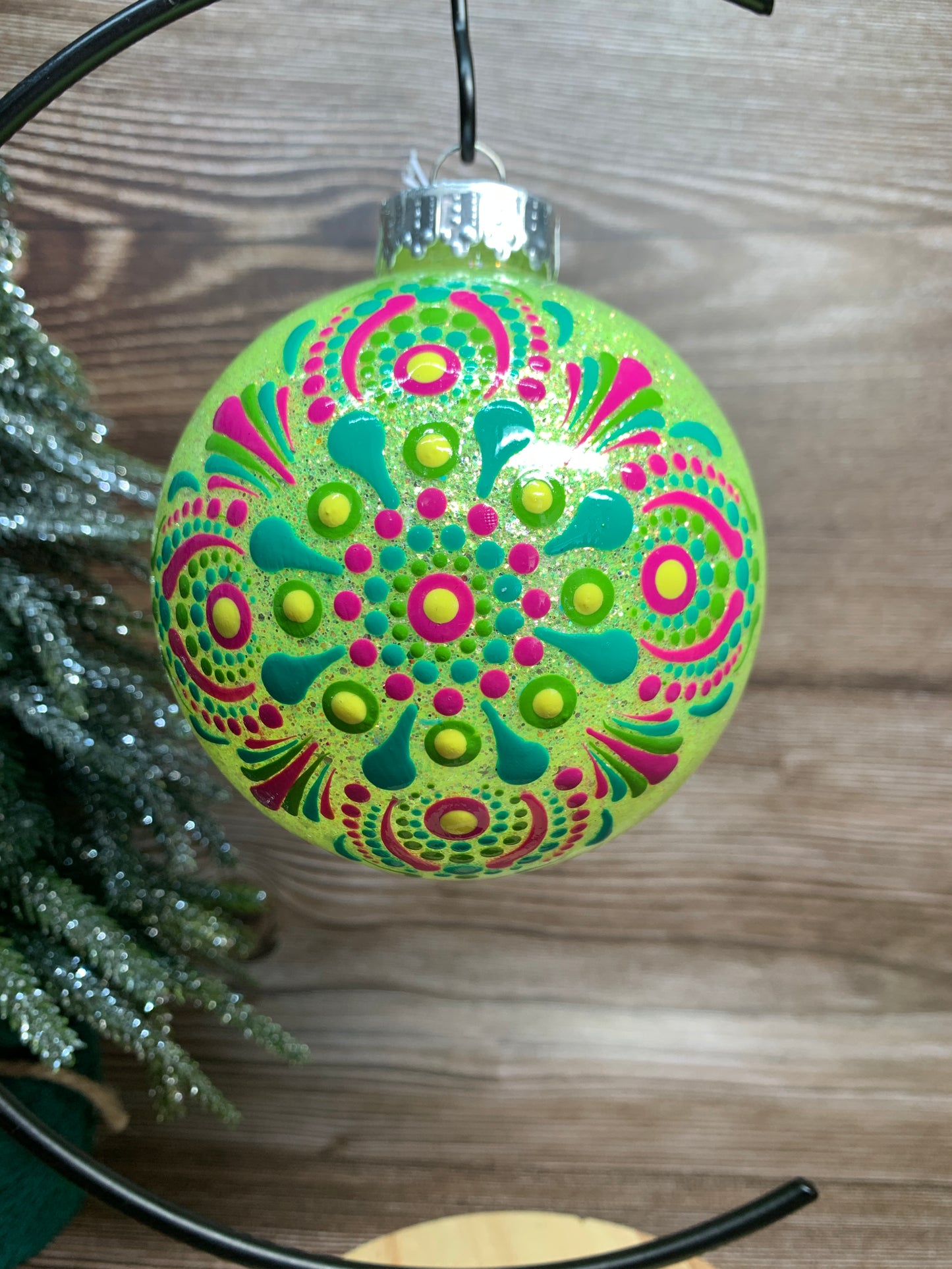 #115 Glittered Dot art ornament