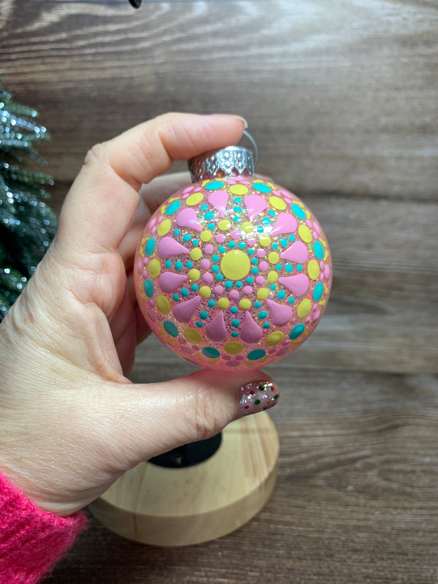 #118 Glittered Dot Art Ornament