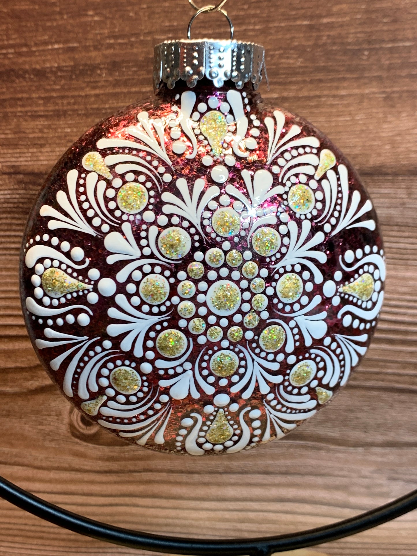 #95 Glittered Dot Art Ornament