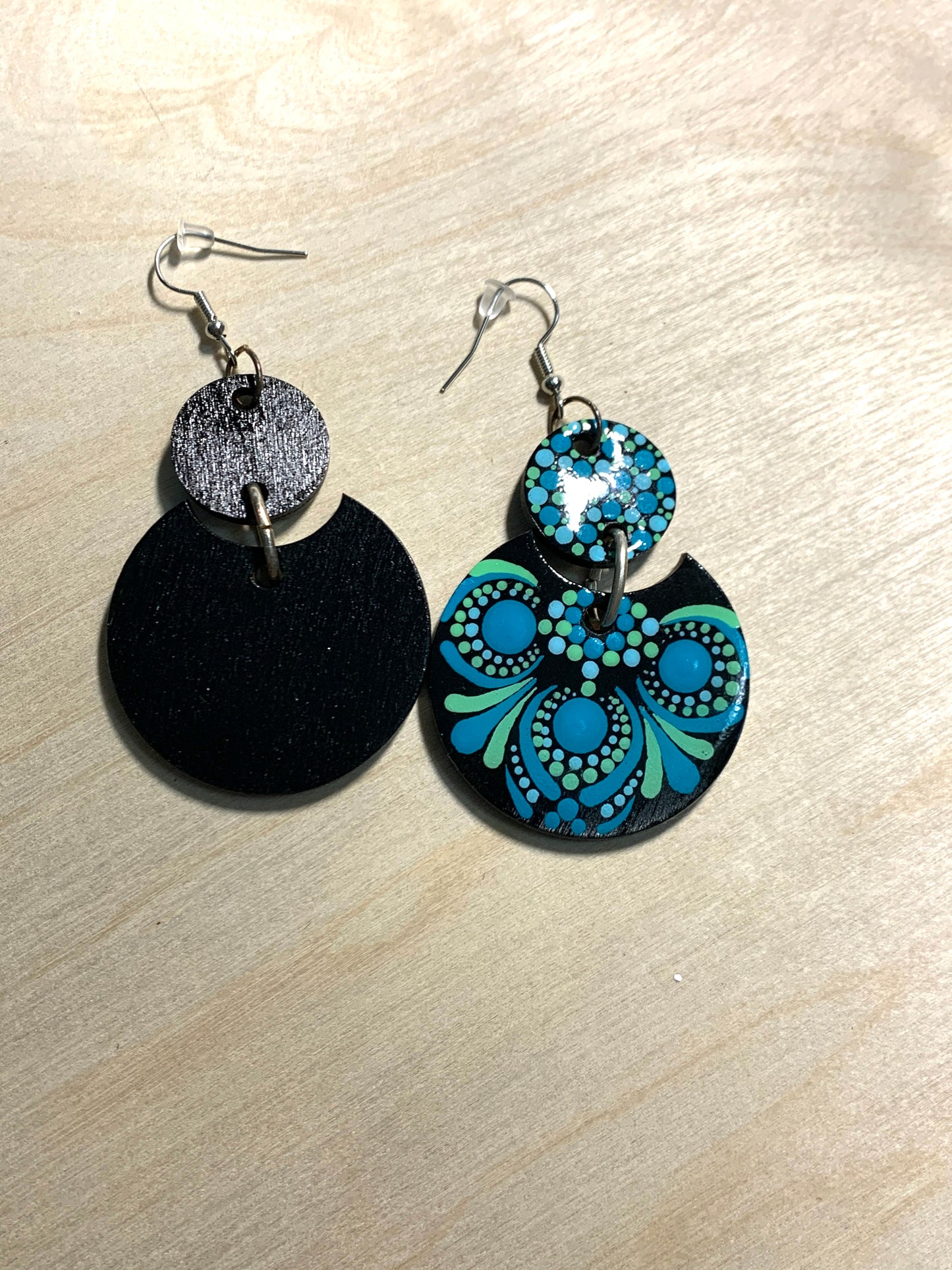 ER #7 Teal and Green Dotted Earrings