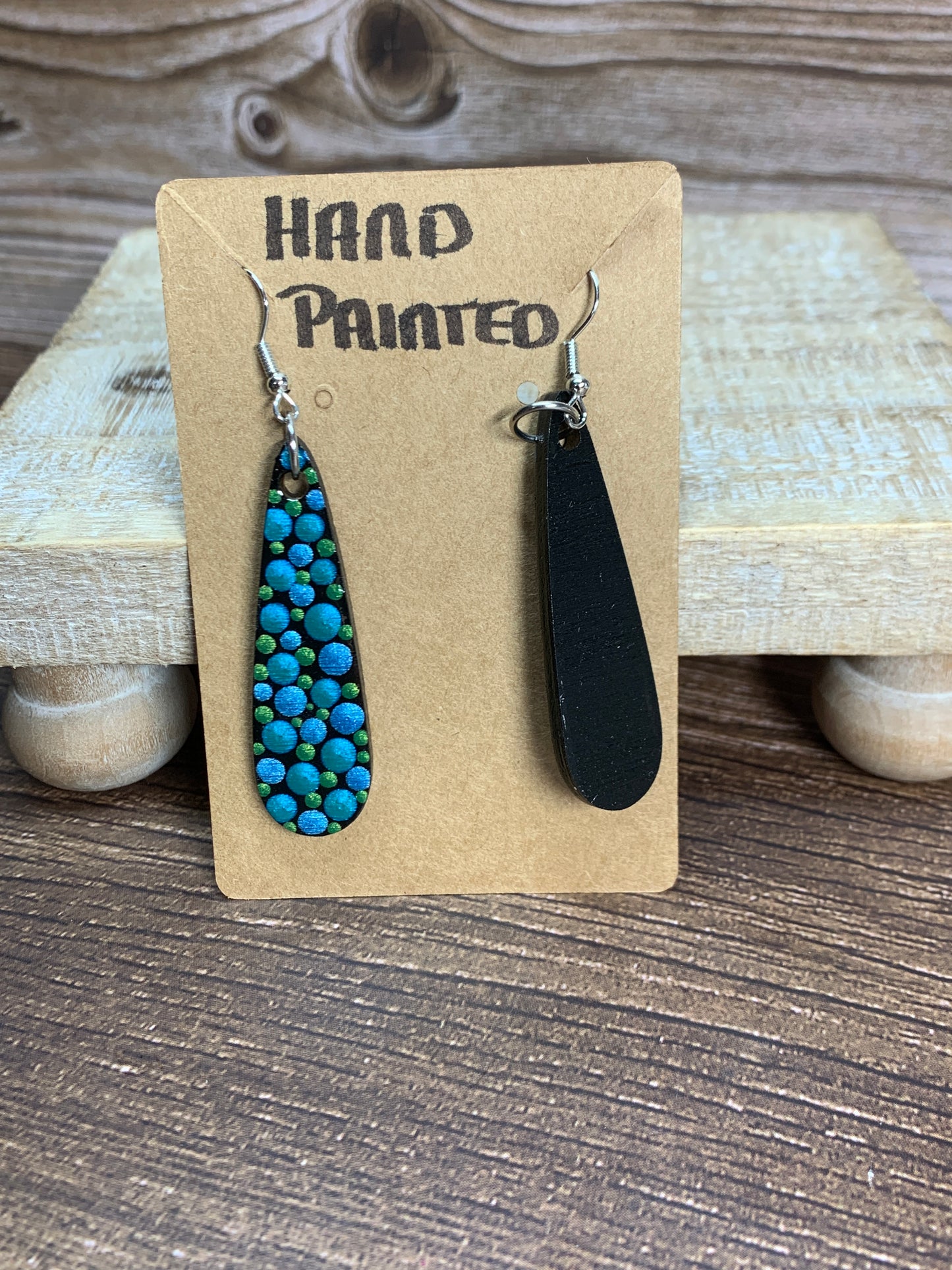 ER#21 Blue & Green Metallic Dotted Earrings