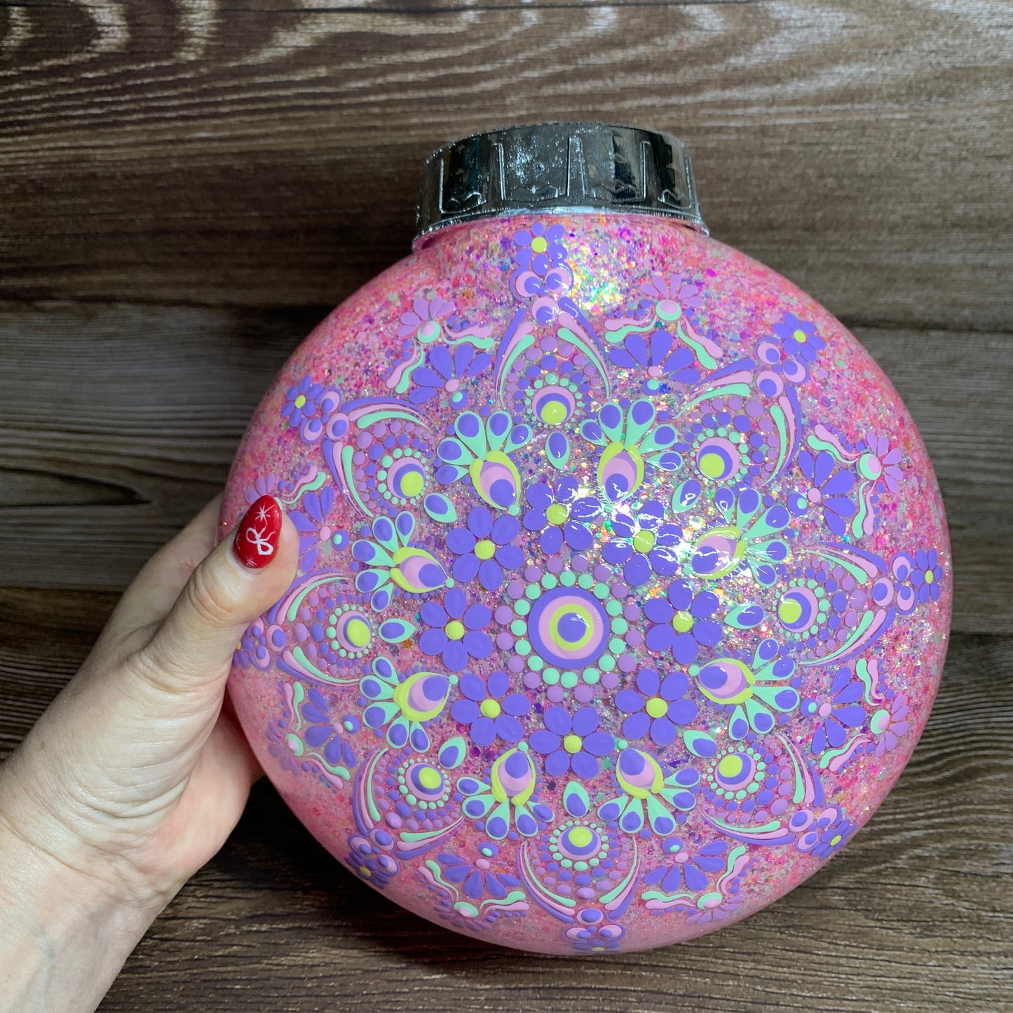 #221 Glittered Dot Art Ornament