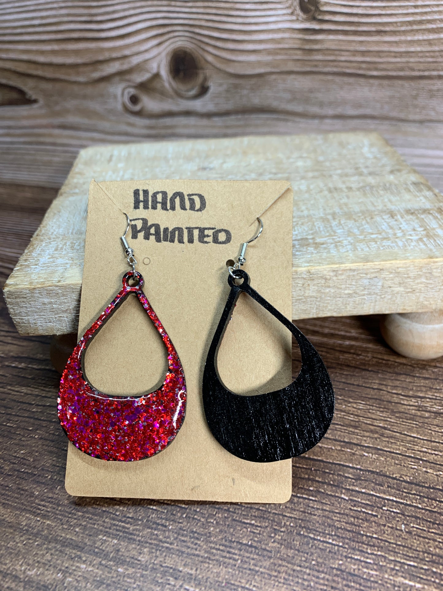 ER#13 Red Glitter Earrings