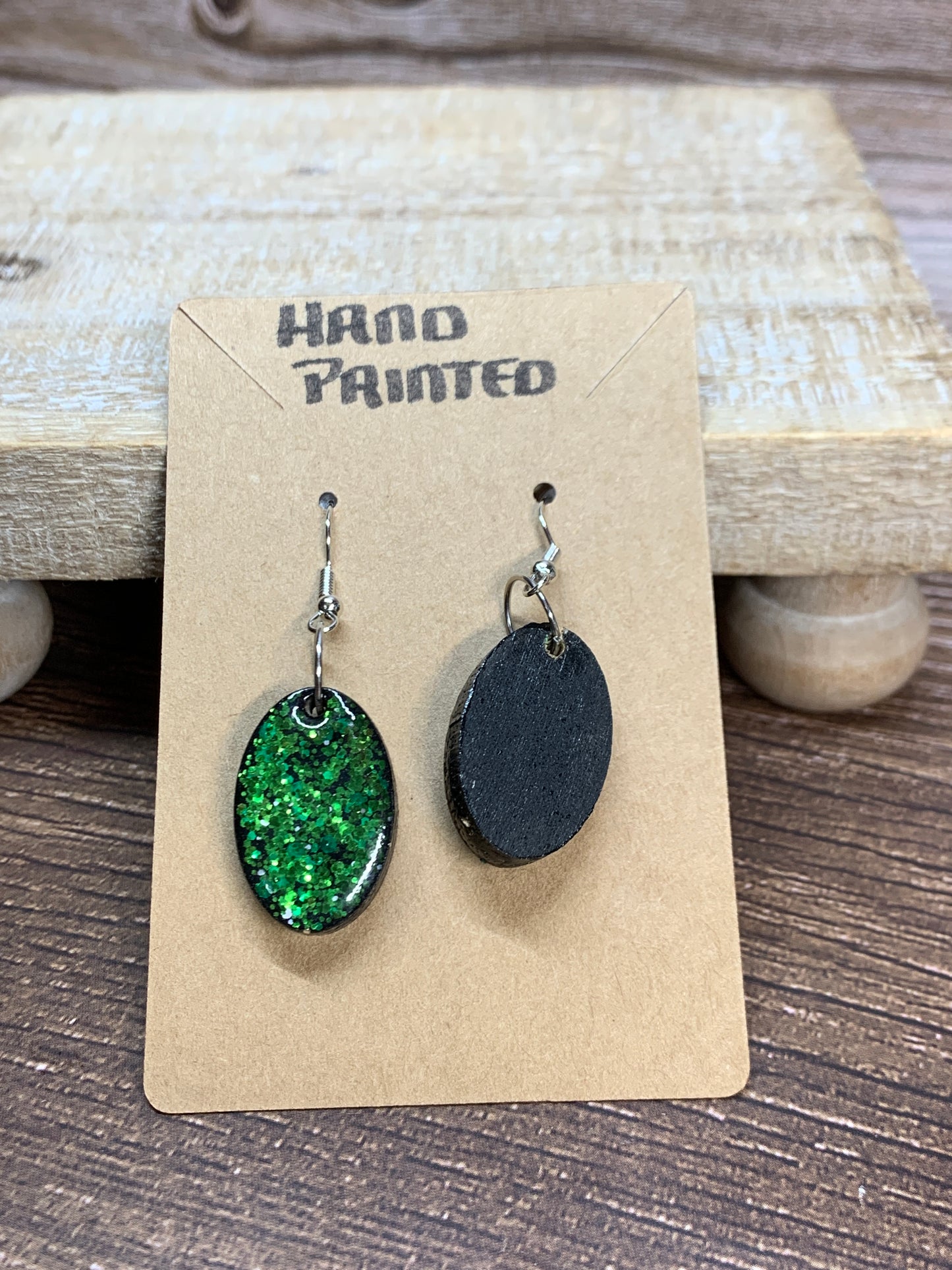 ER#33 Green Glittered Earrings