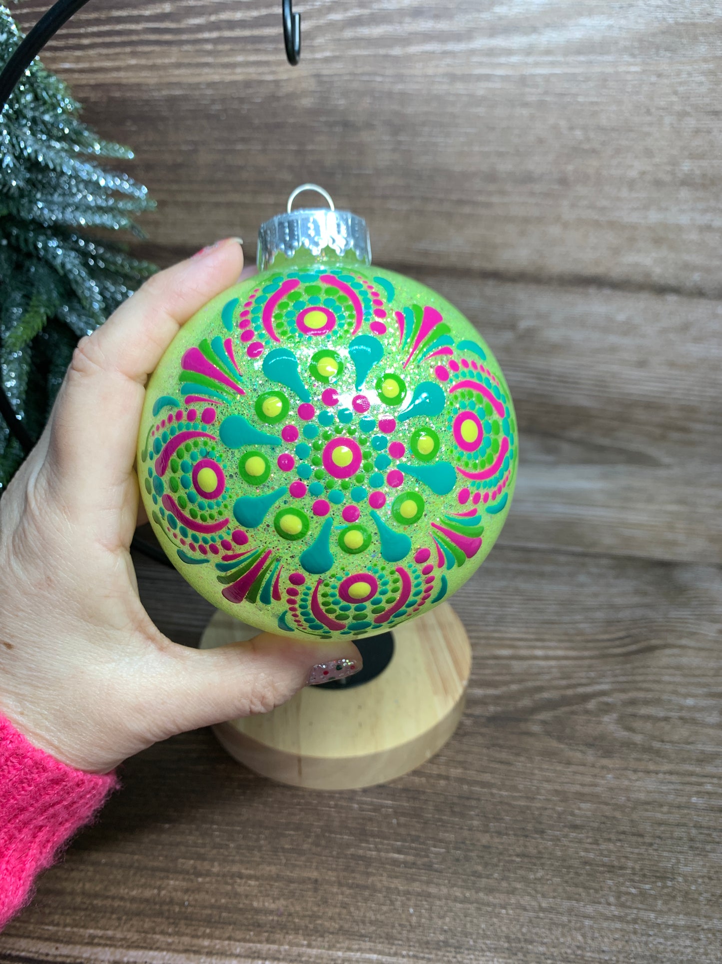 #115 Glittered Dot art ornament