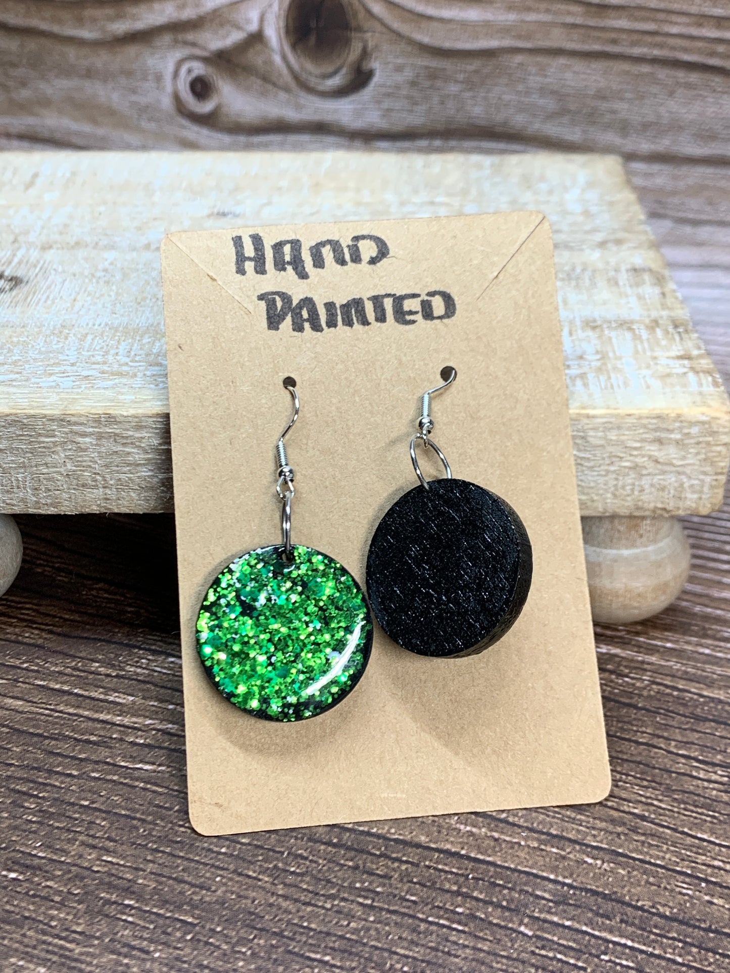 ER#36 Green Glittered Earrings