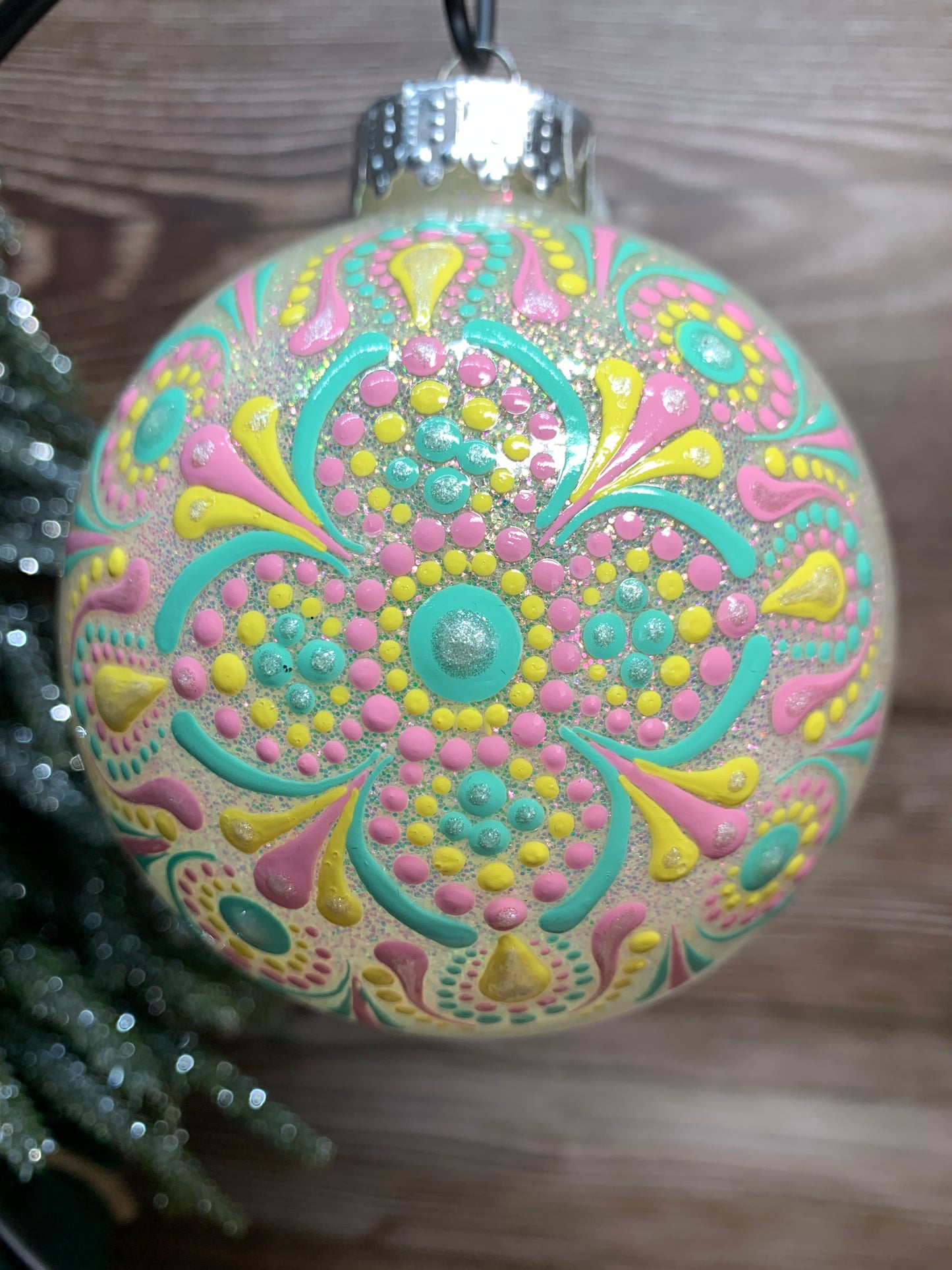 #117 Glittered Dot Art Ornament