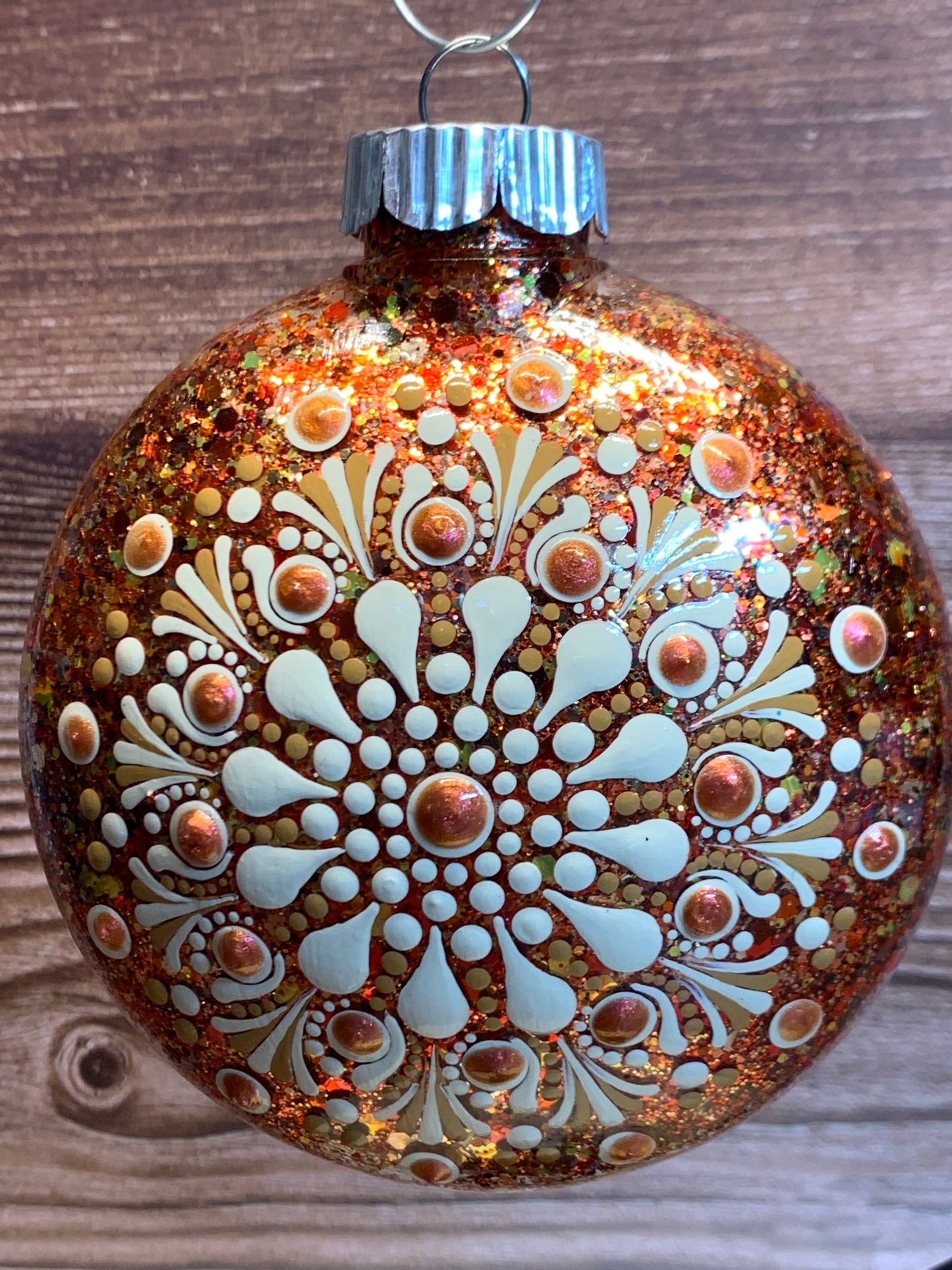 #93 Glittered Dot Art Ornament