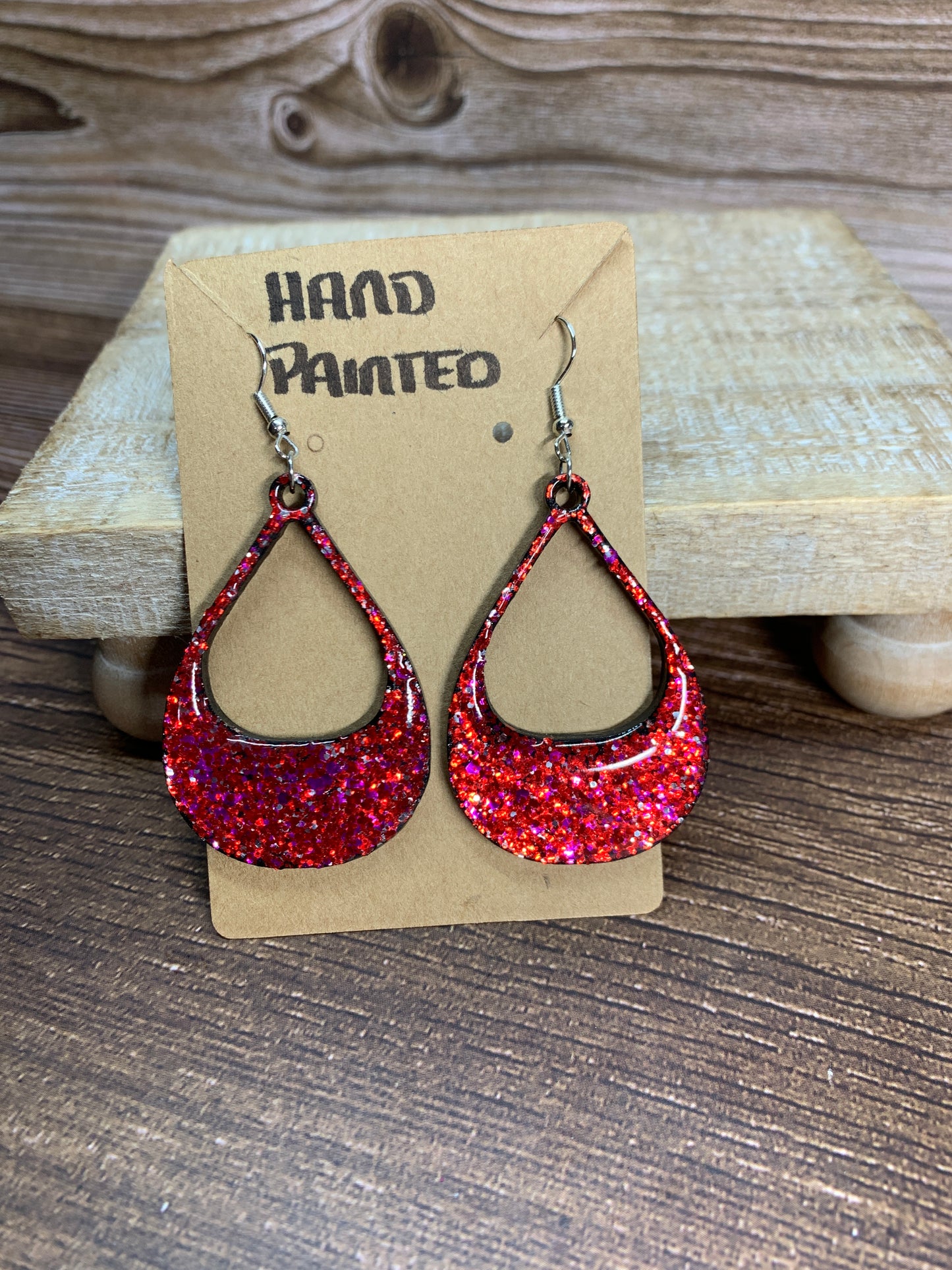 ER#13 Red Glitter Earrings