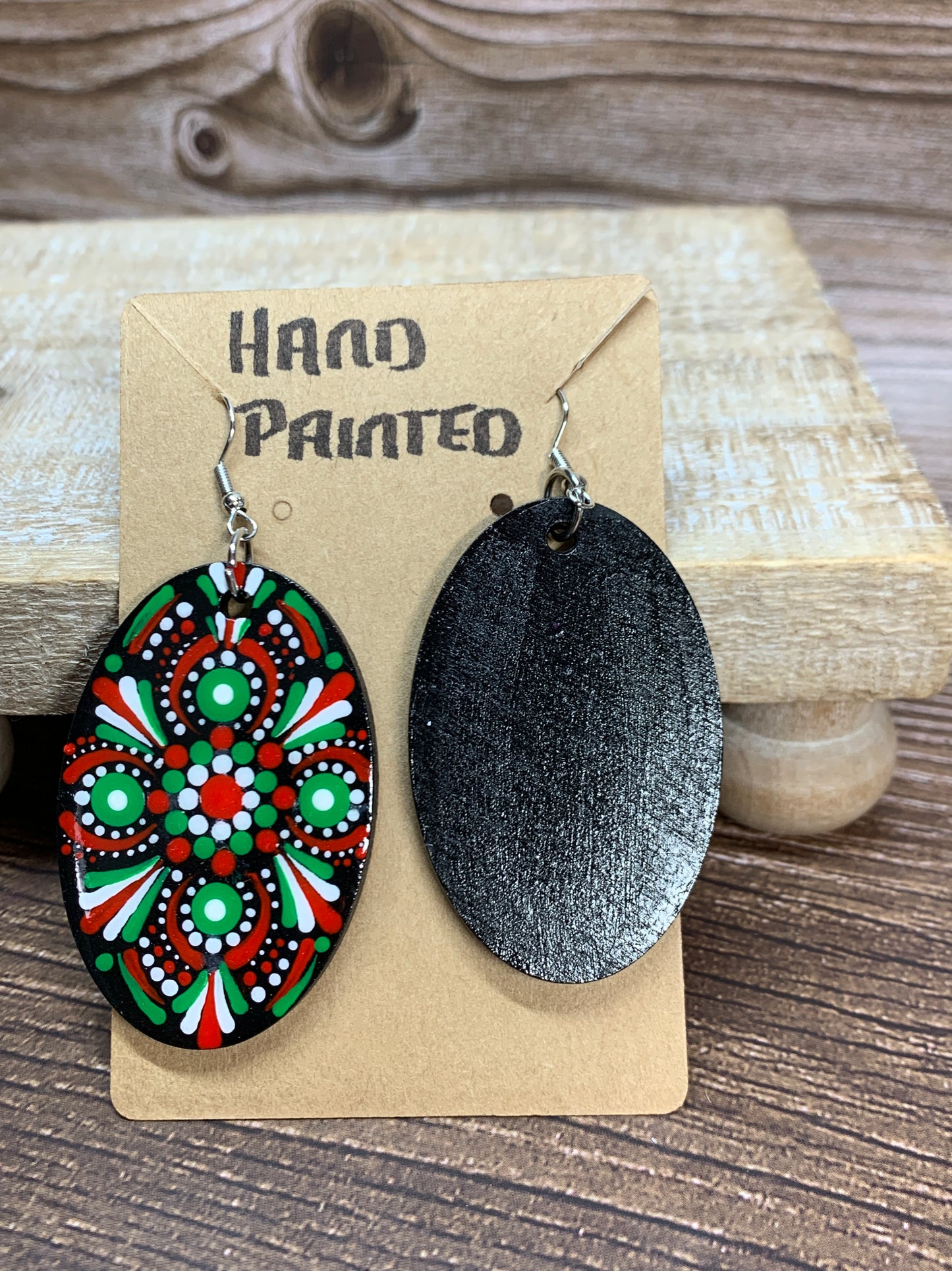 ER#27 Red, White & Green Dotted Earrings