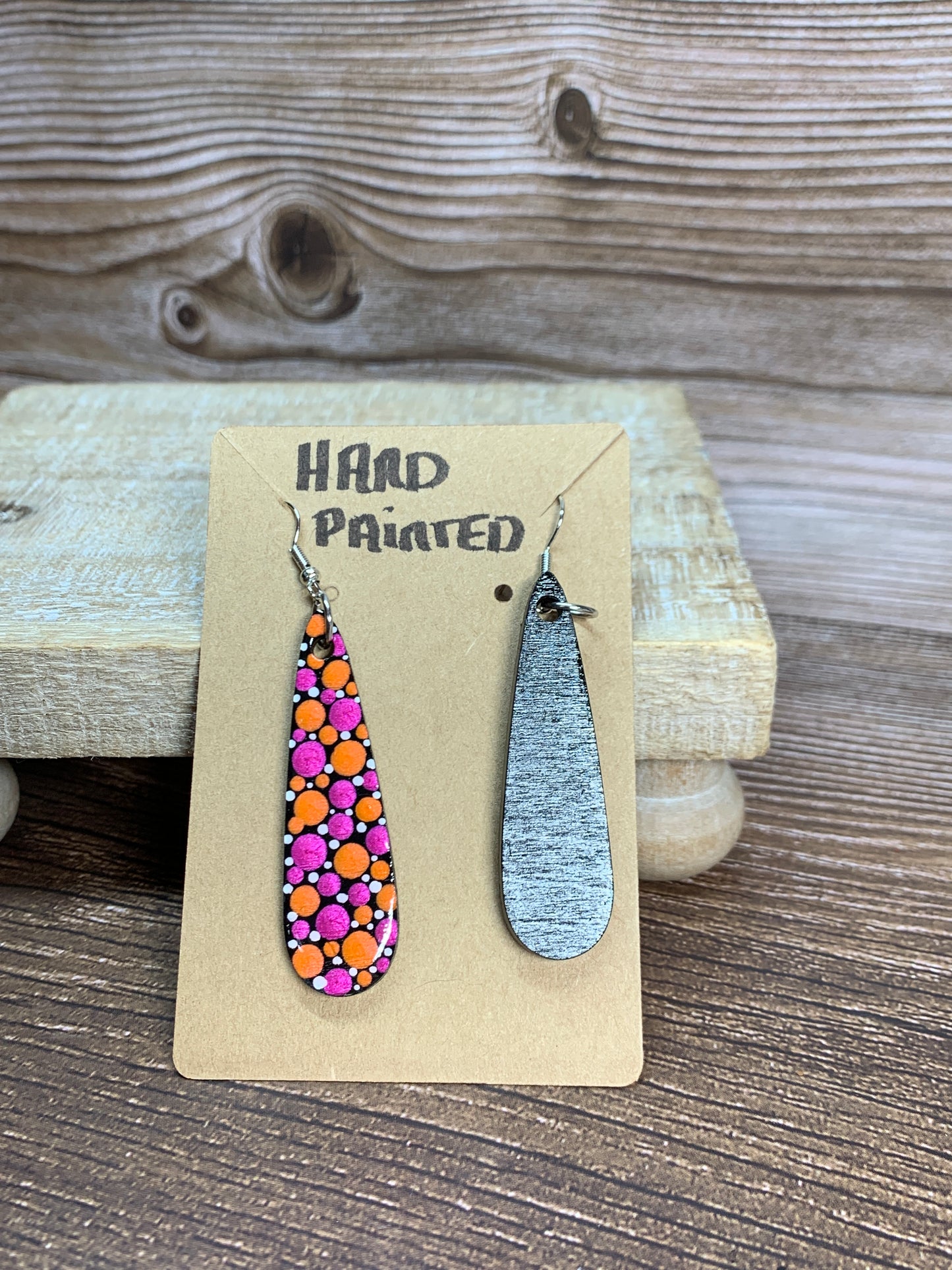 ER#17 Pink & Orange Metallic Dotted Earrings