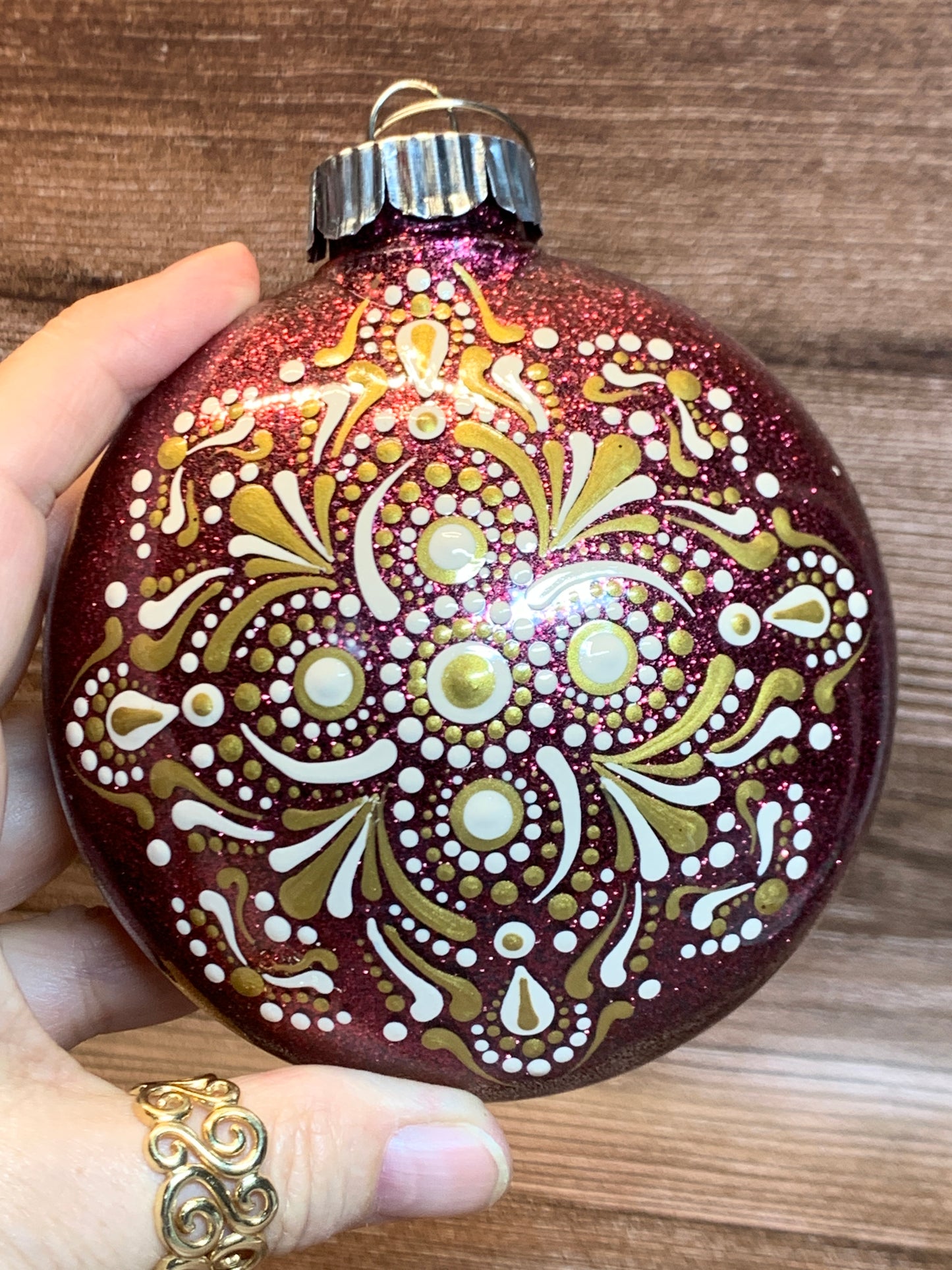 #101 Glittered Dot Art Ornament