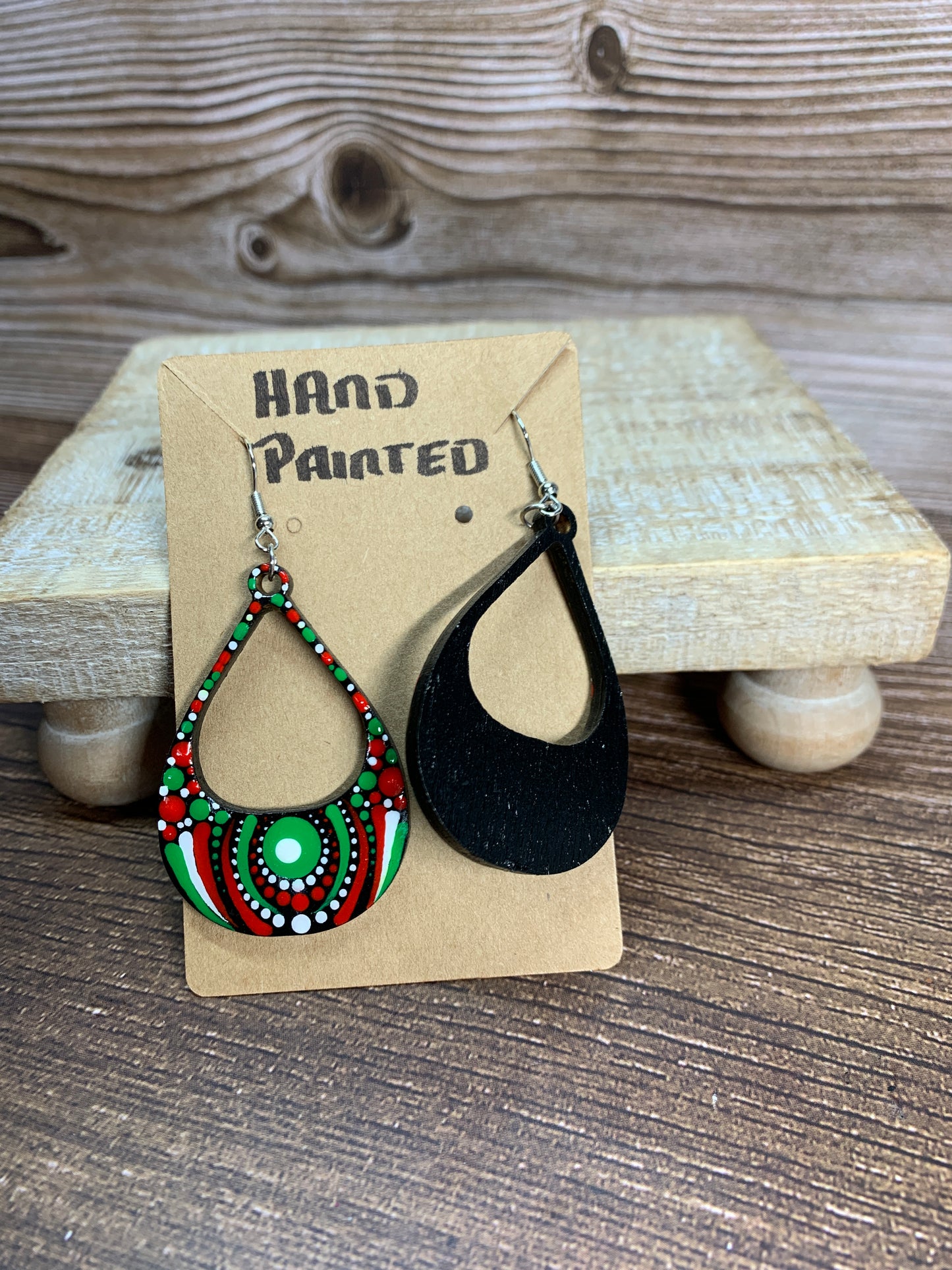ER#15 Red, Green & White Dotted Earrings
