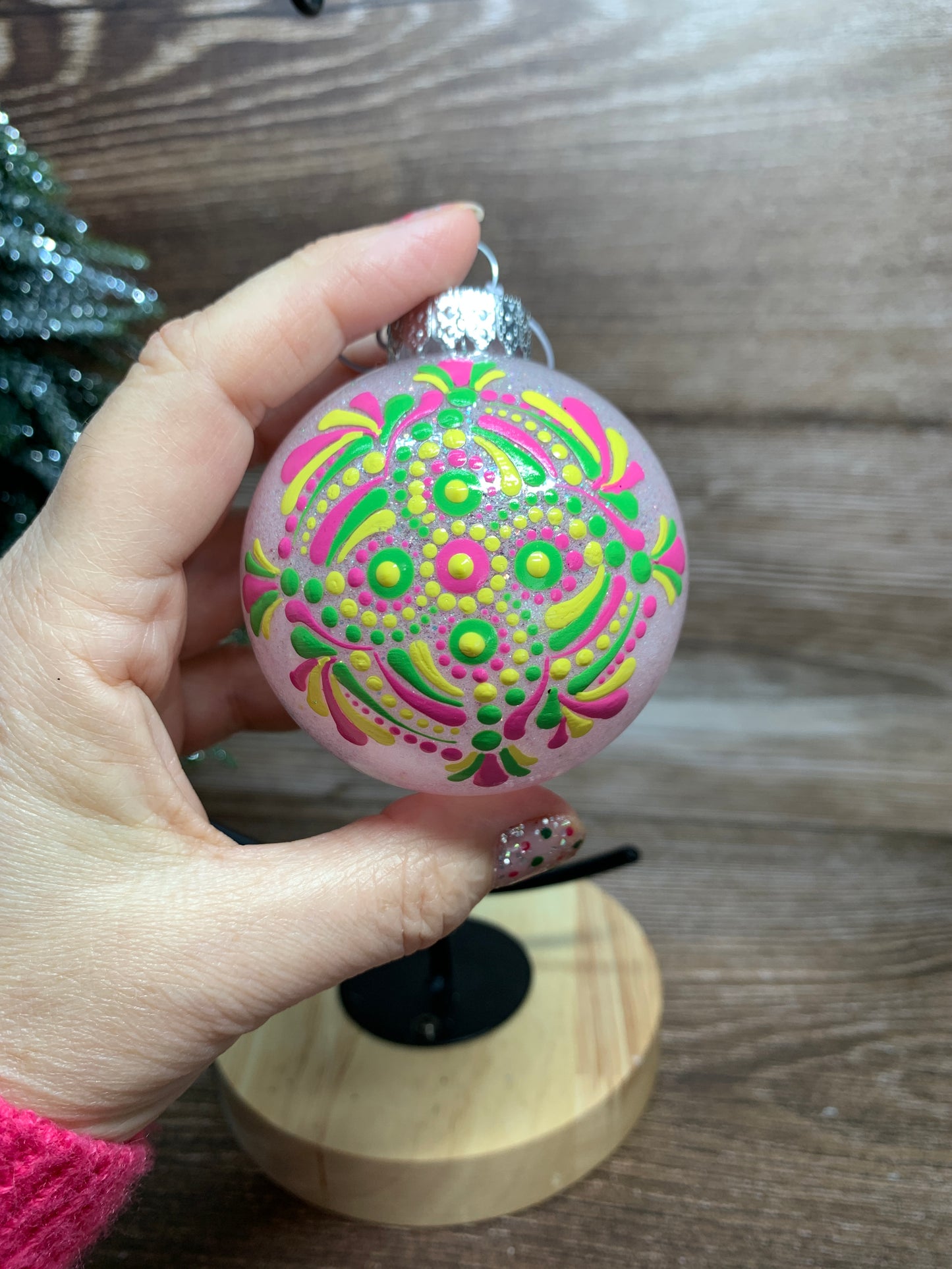 #119 Glittered Dot Art Ornament