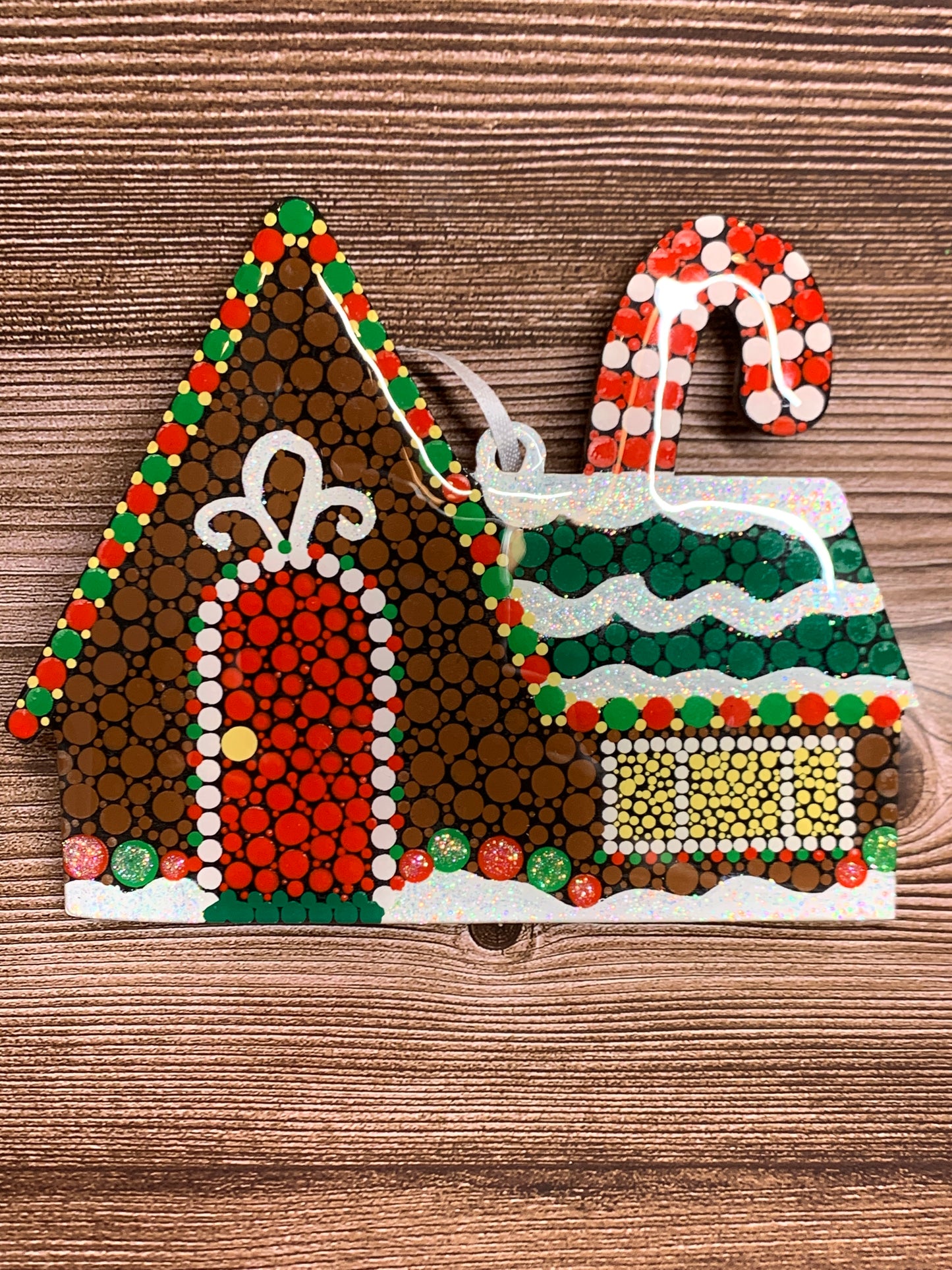 Red & Green Gingerbread House Ornaments