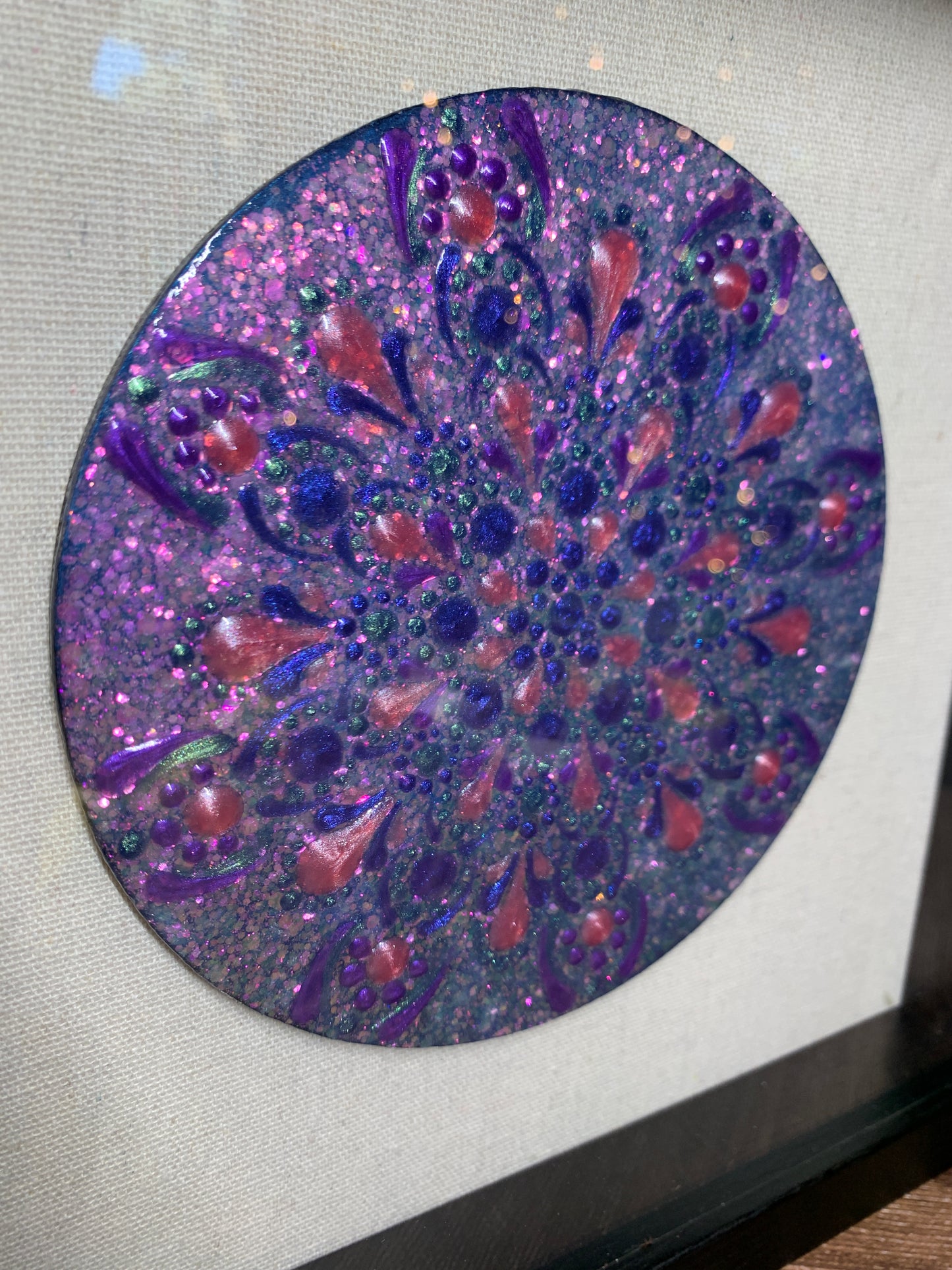 Glittered purple & pink Framed Mandala