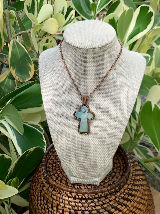 Quartzite Cross with Amazonite