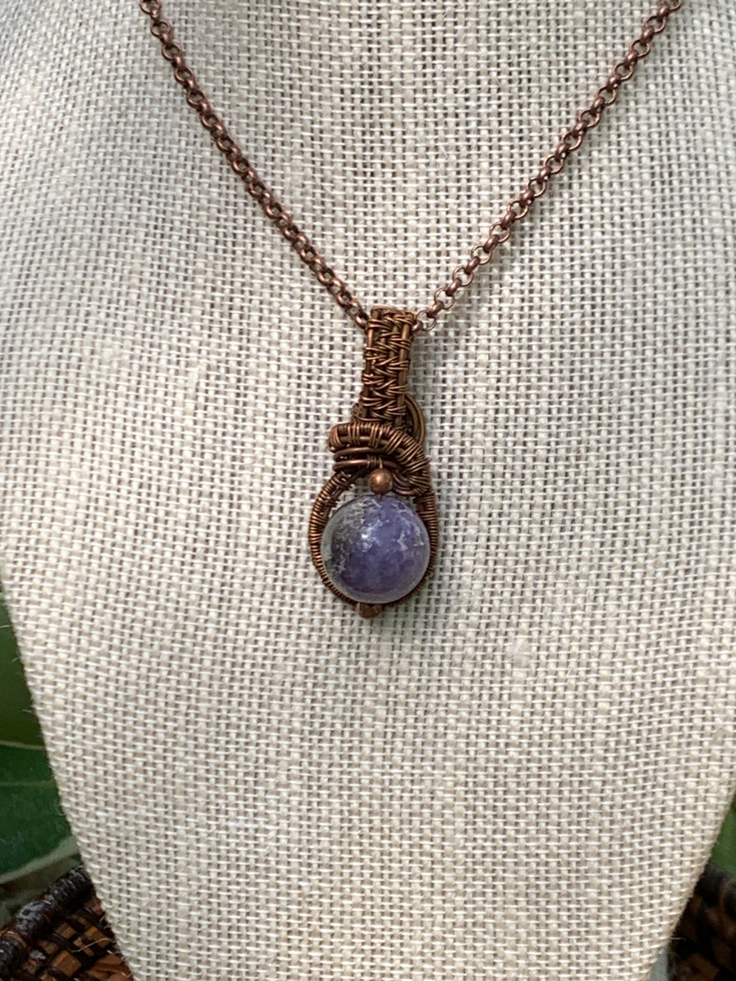 Grape Agate Bead Pendant #1