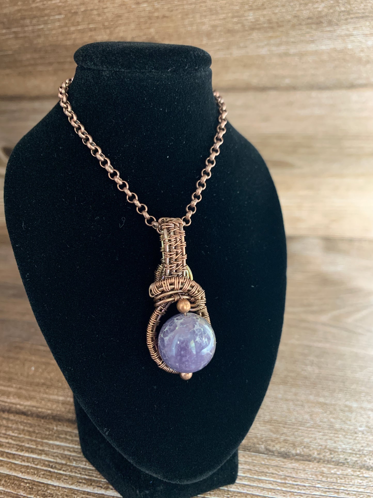 Grape Agate Bead Pendant #1