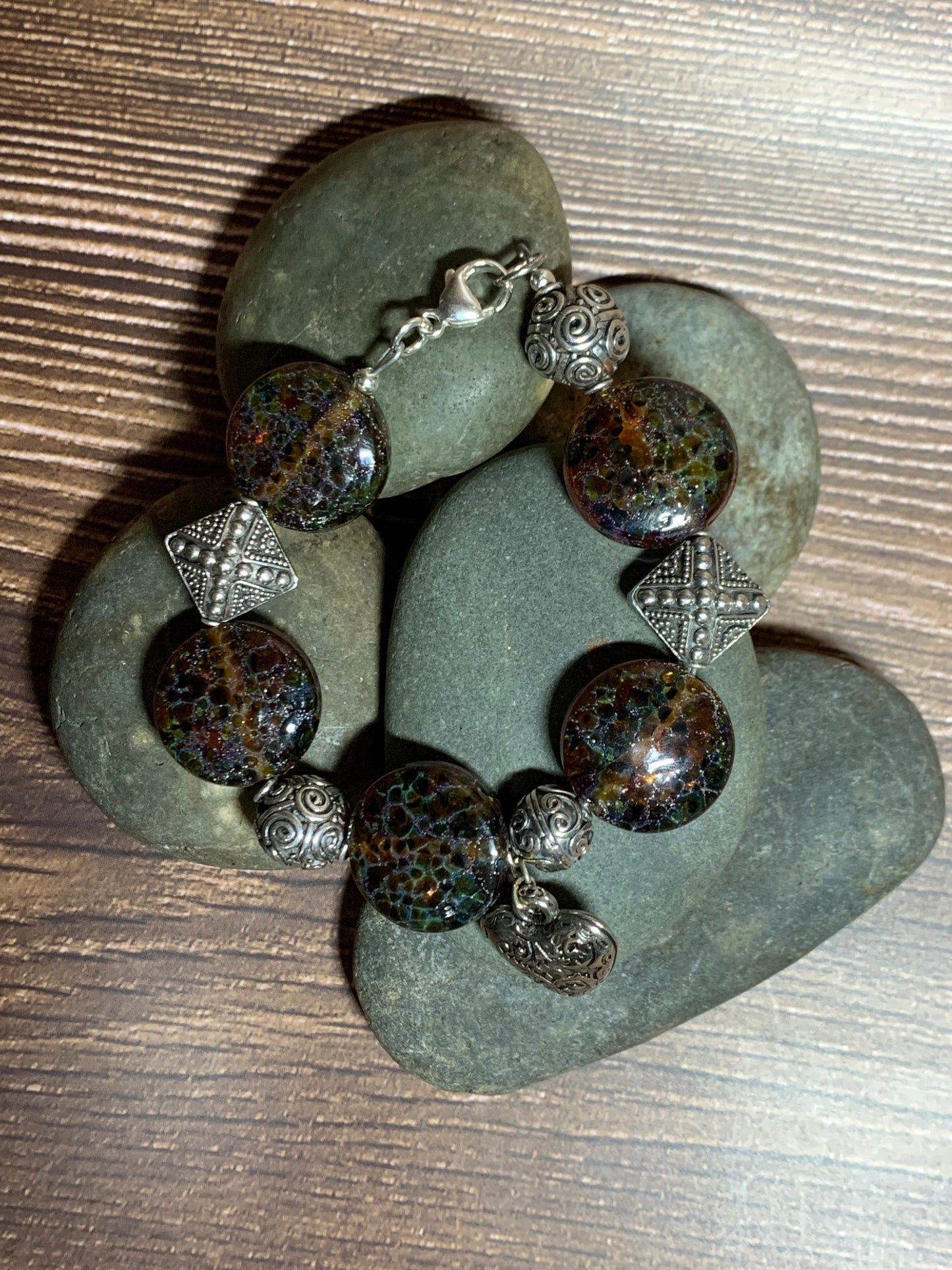 Silvered Topaz Lampwork Bracelet