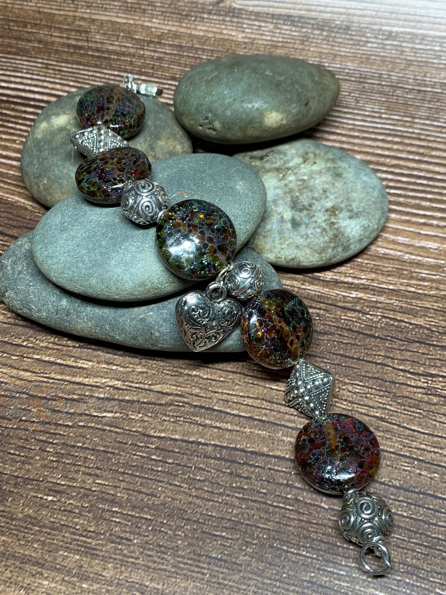 Silvered Topaz Lampwork Bracelet