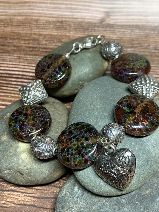 Silvered Topaz Lampwork Bracelet