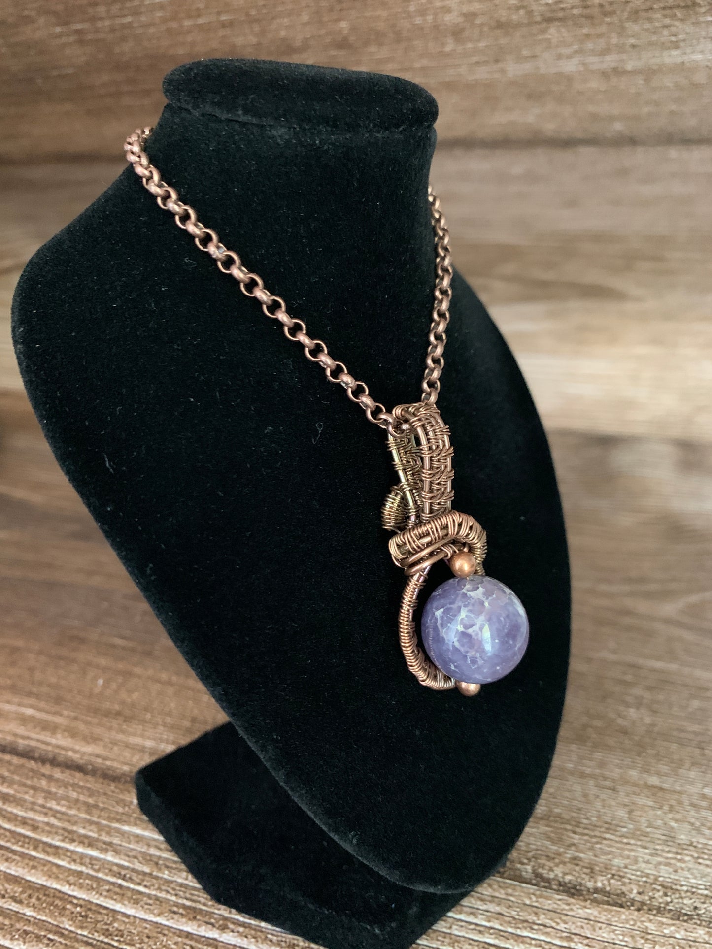 Grape Agate Bead Pendant #1