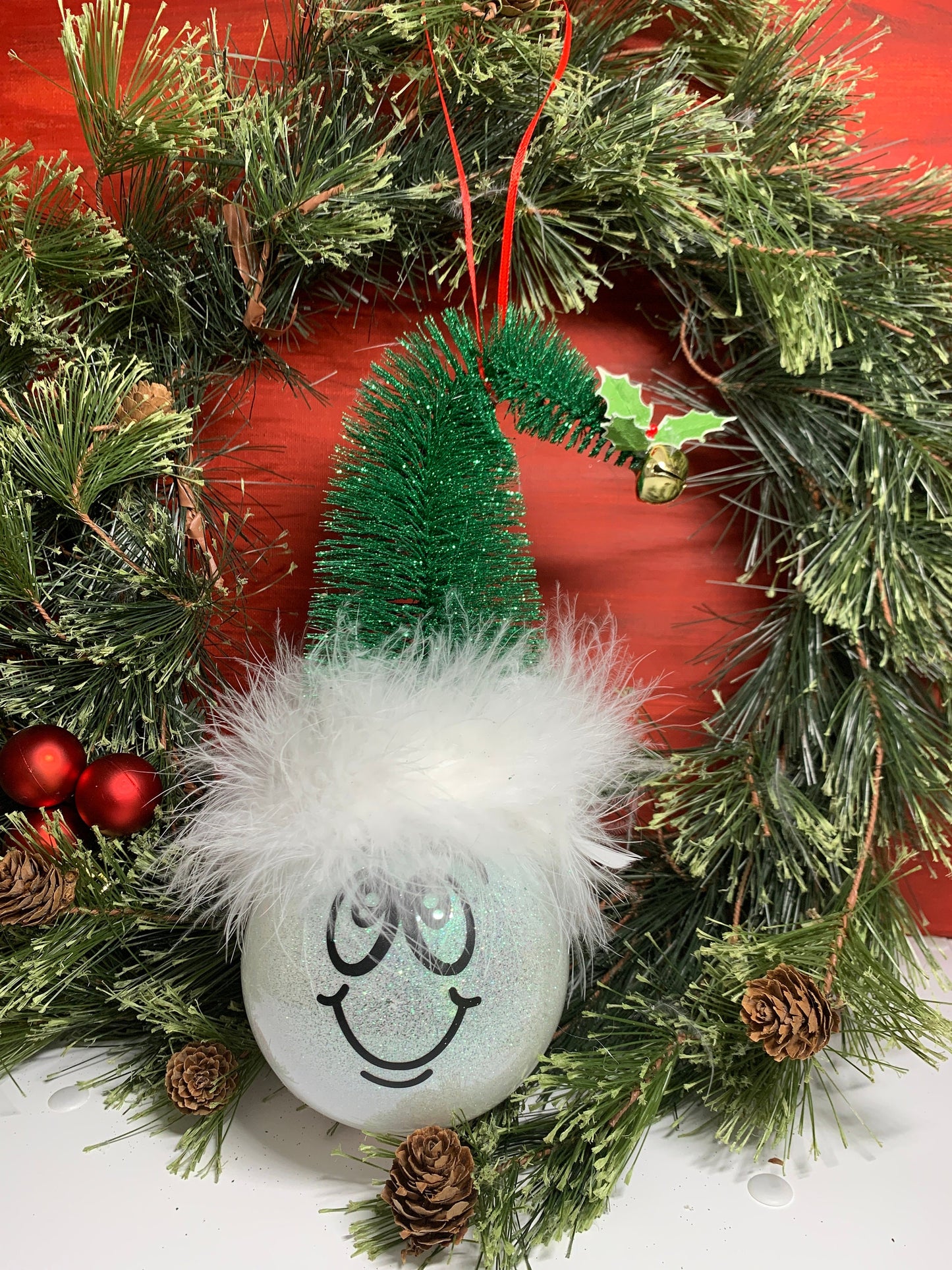Green Glitter Elf Ornament