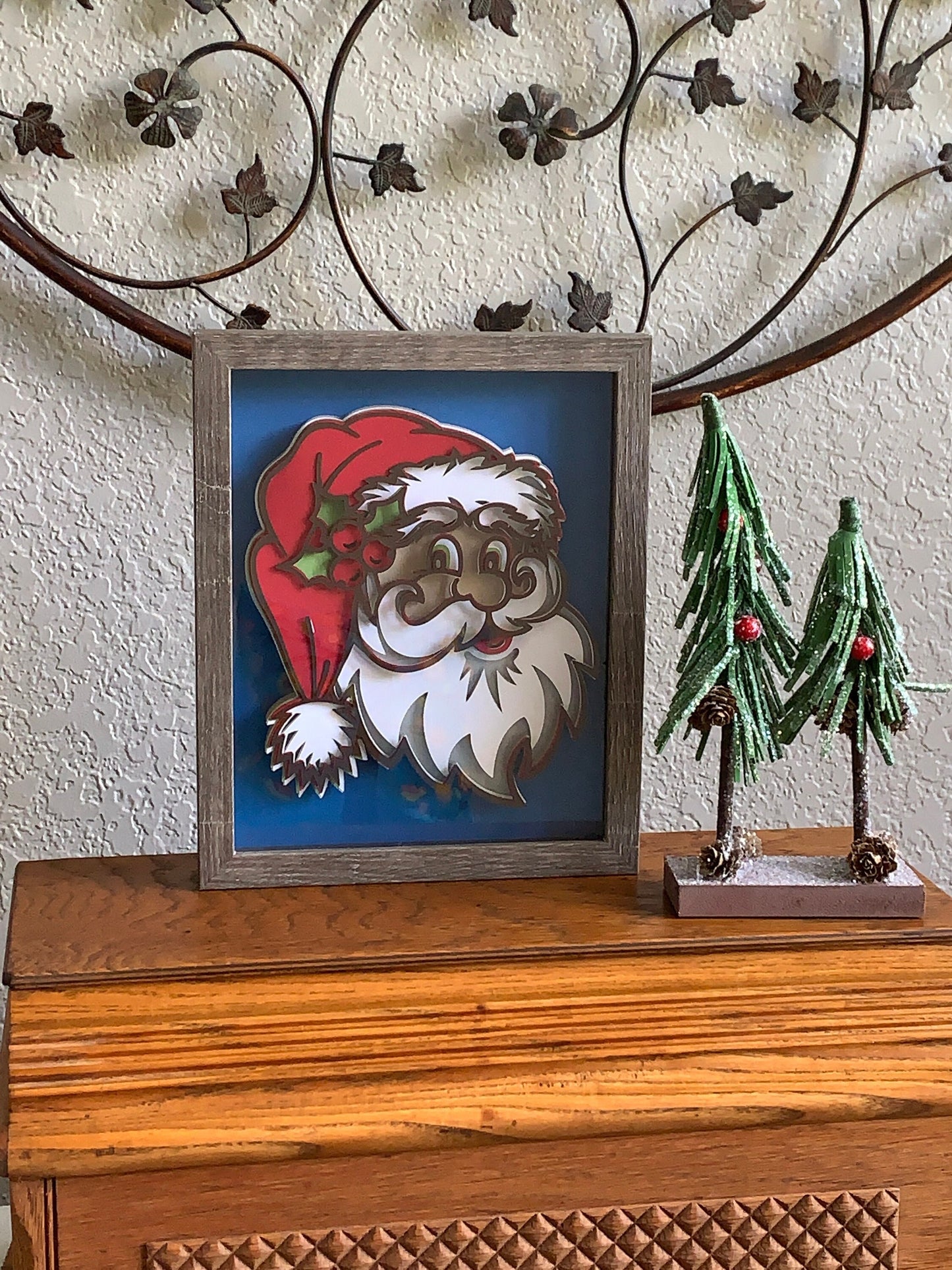 Framed 3D Santa Paper Art