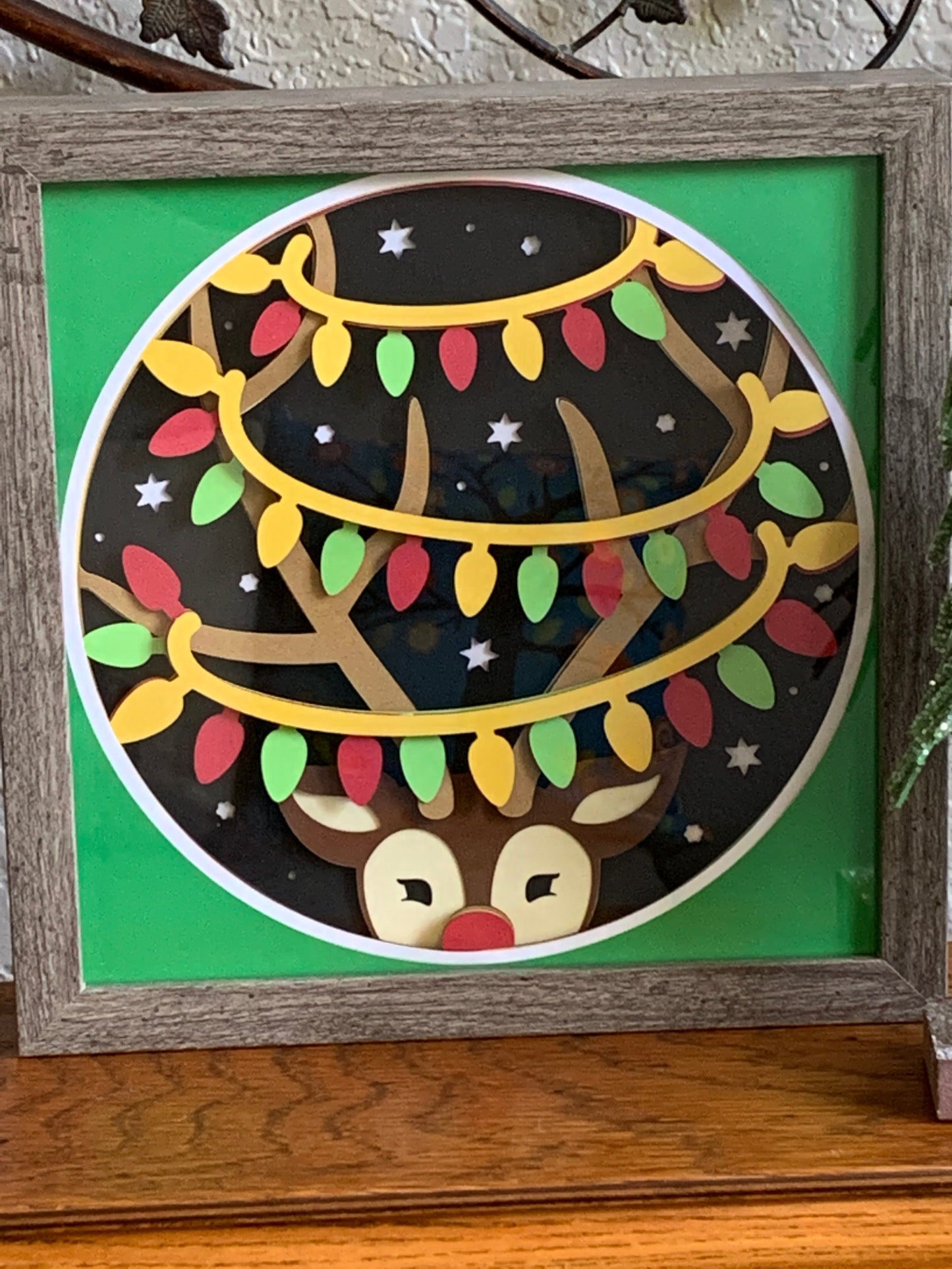 Framed 3D Paper Art Reindeer