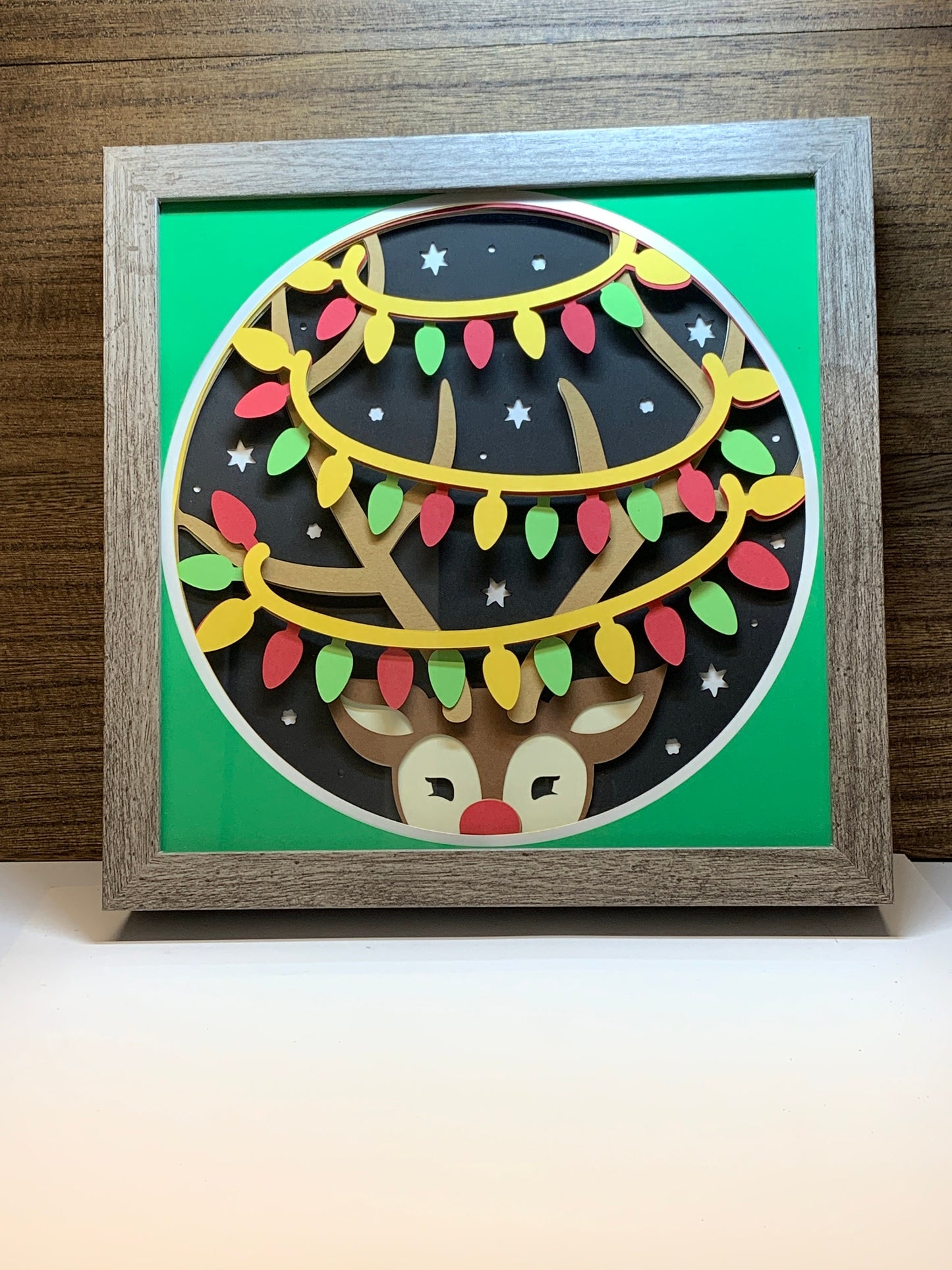 Framed 3D Paper Art Reindeer