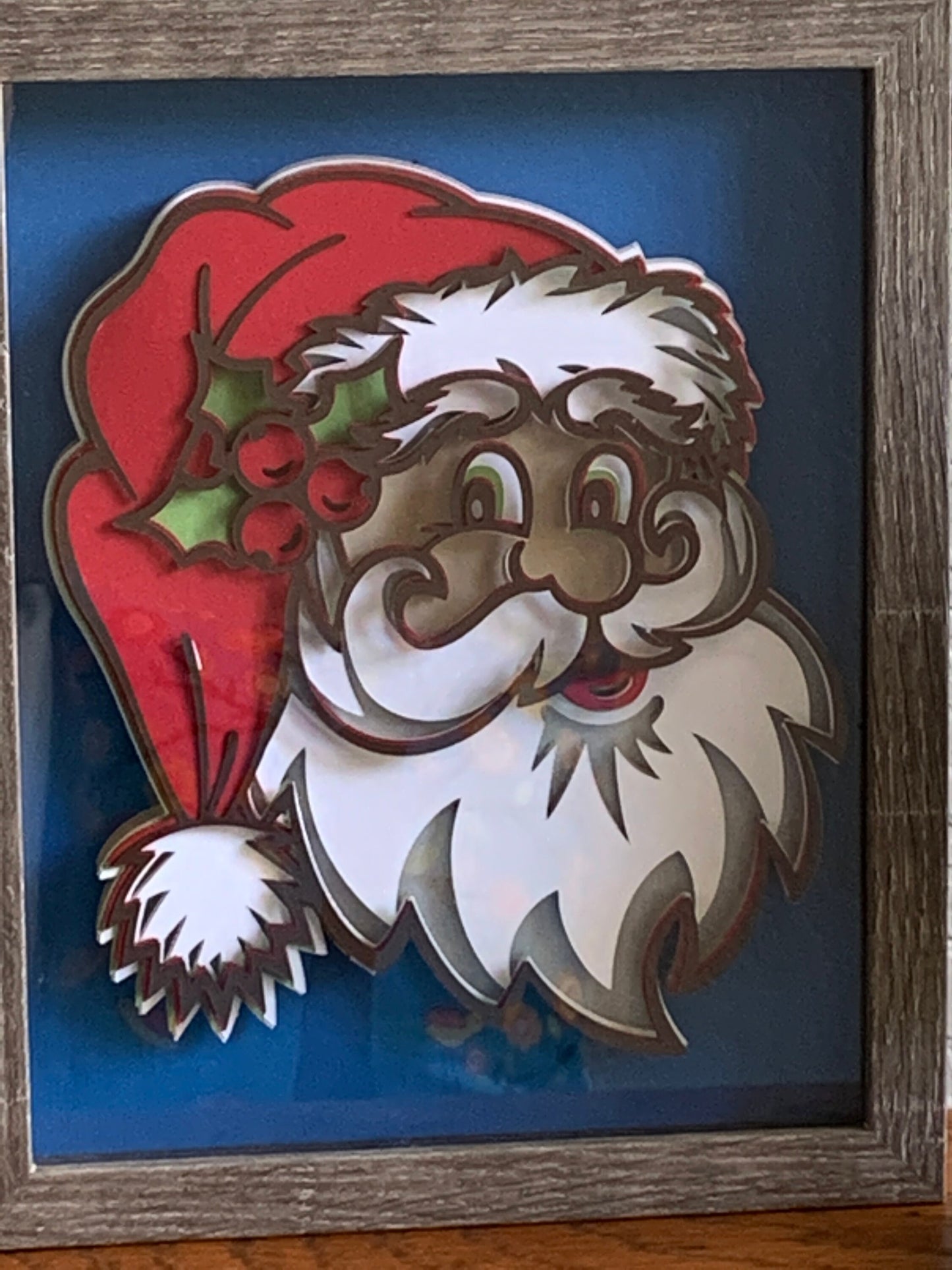 Framed 3D Santa Paper Art