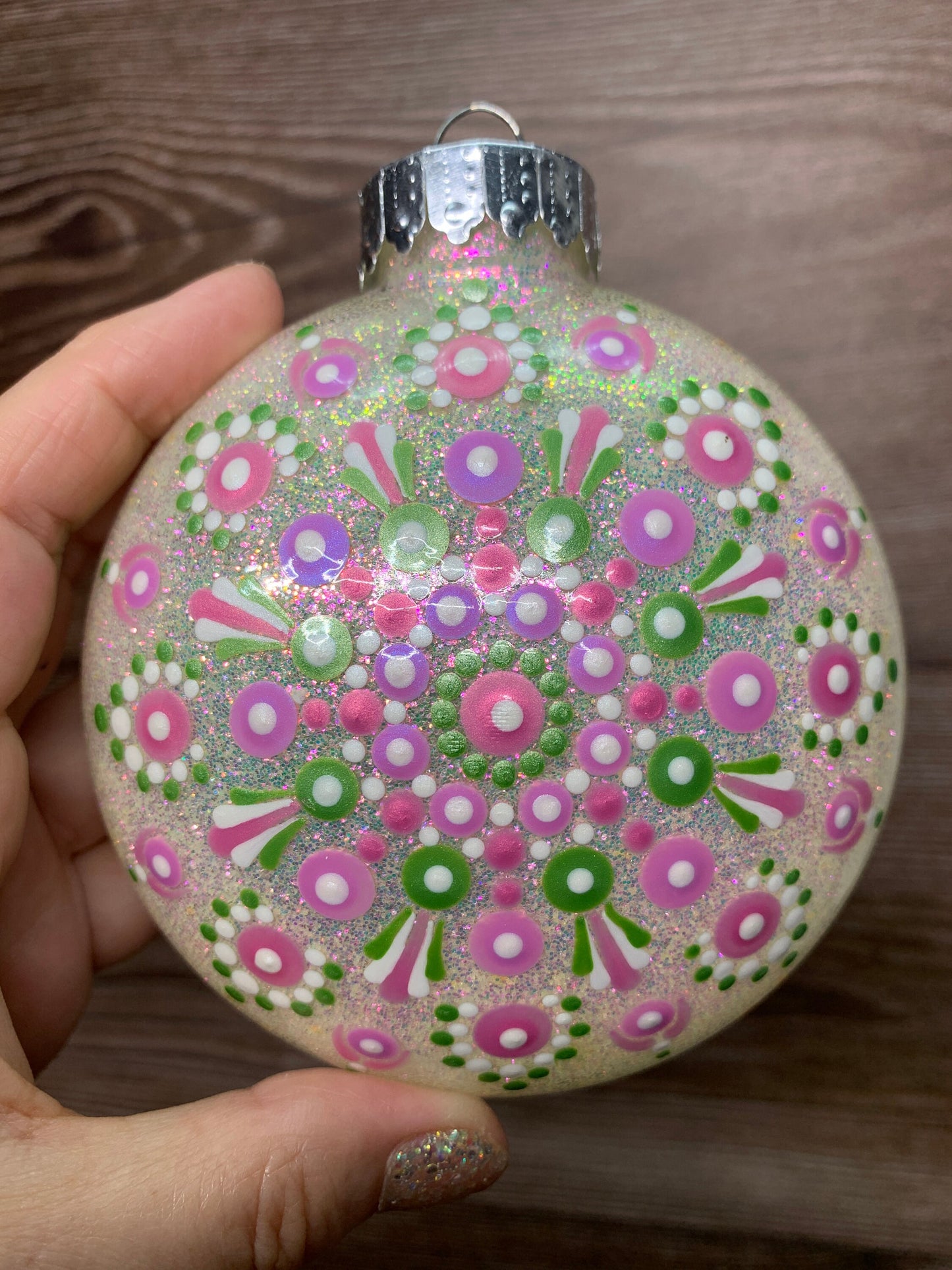 #19 Glittered Dot Art Ornament