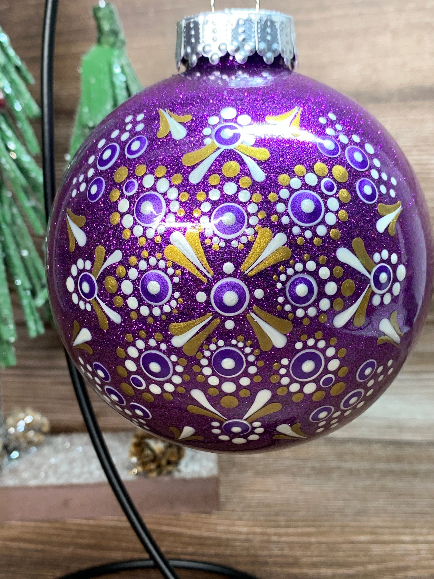 #43 Glittered Dot Art Ornament