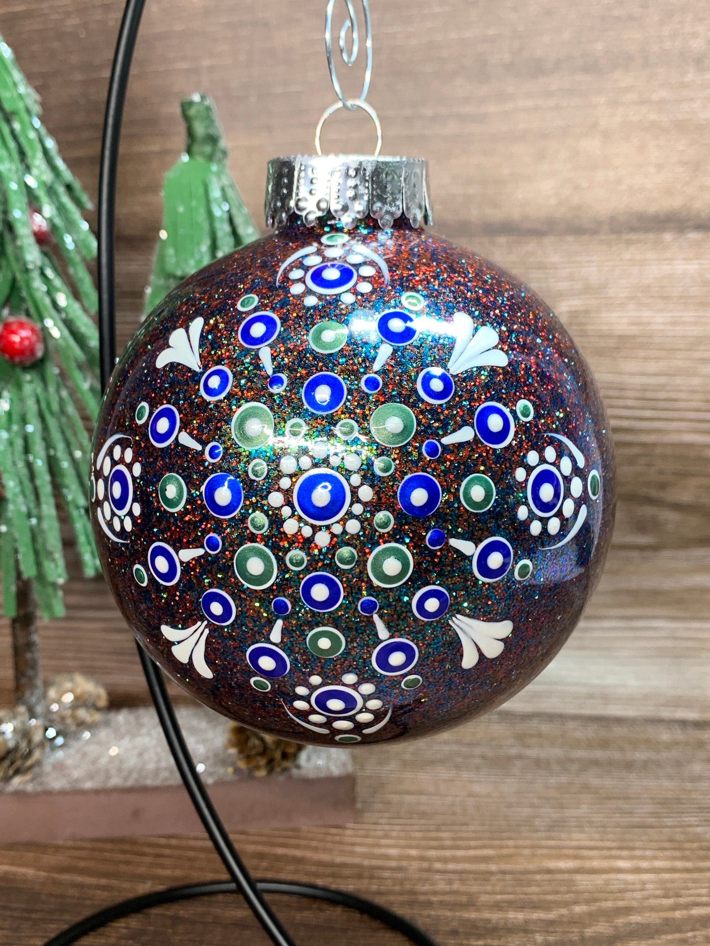 #42 Glittered Dot Art Ornament