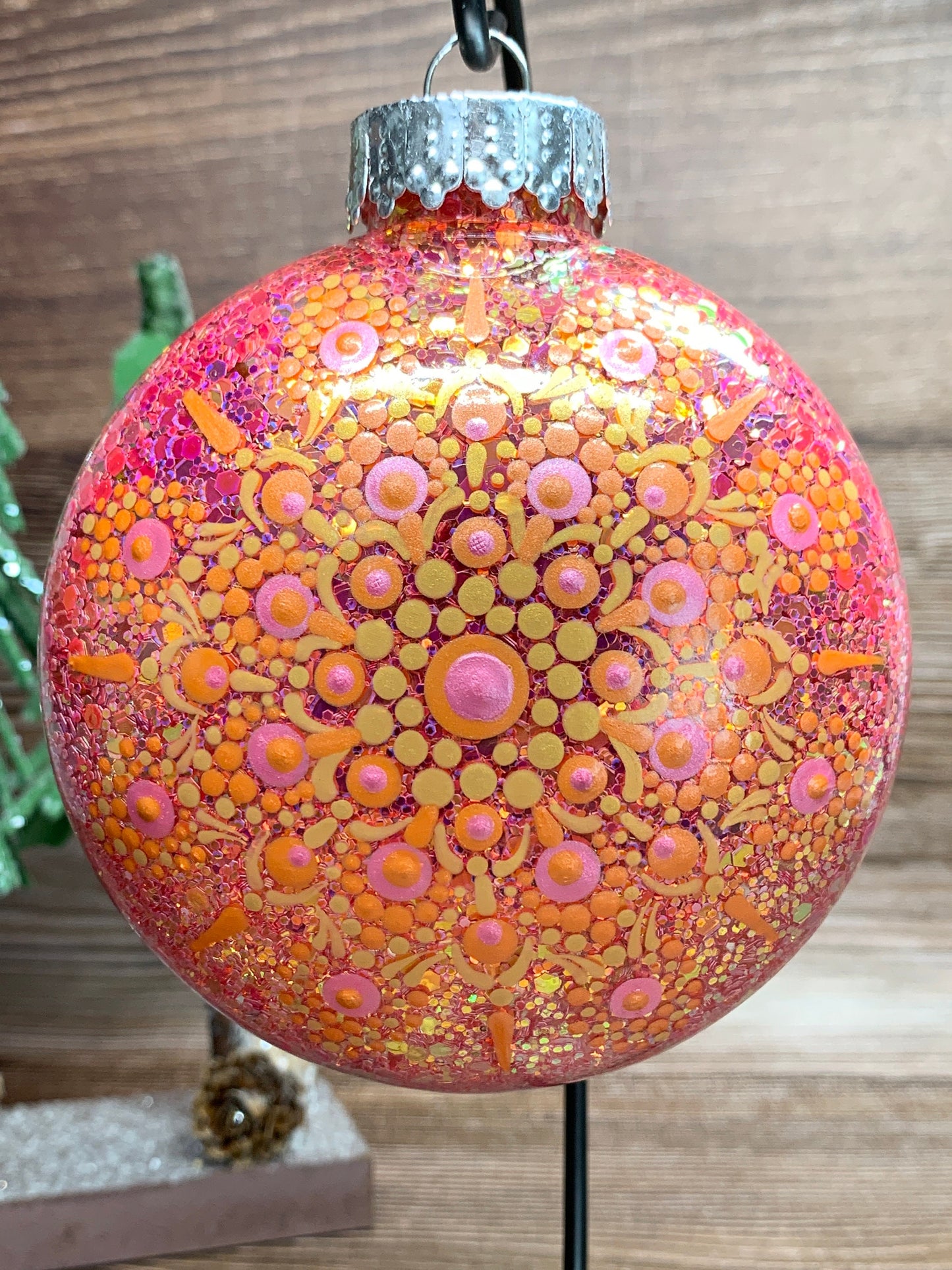 #53 Glittered Dot Art Ornament