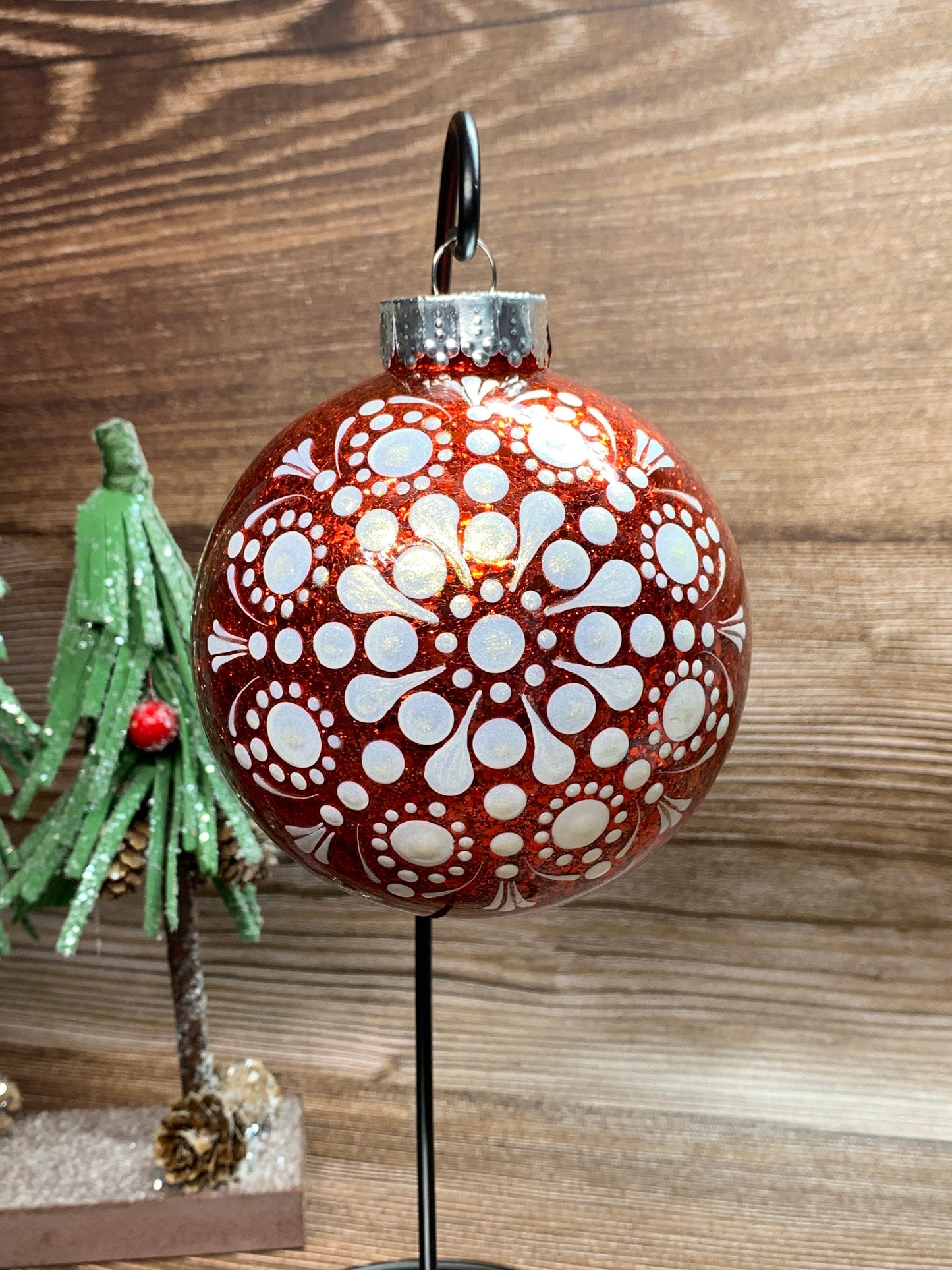 #69 Glittered Dot Art Ornament