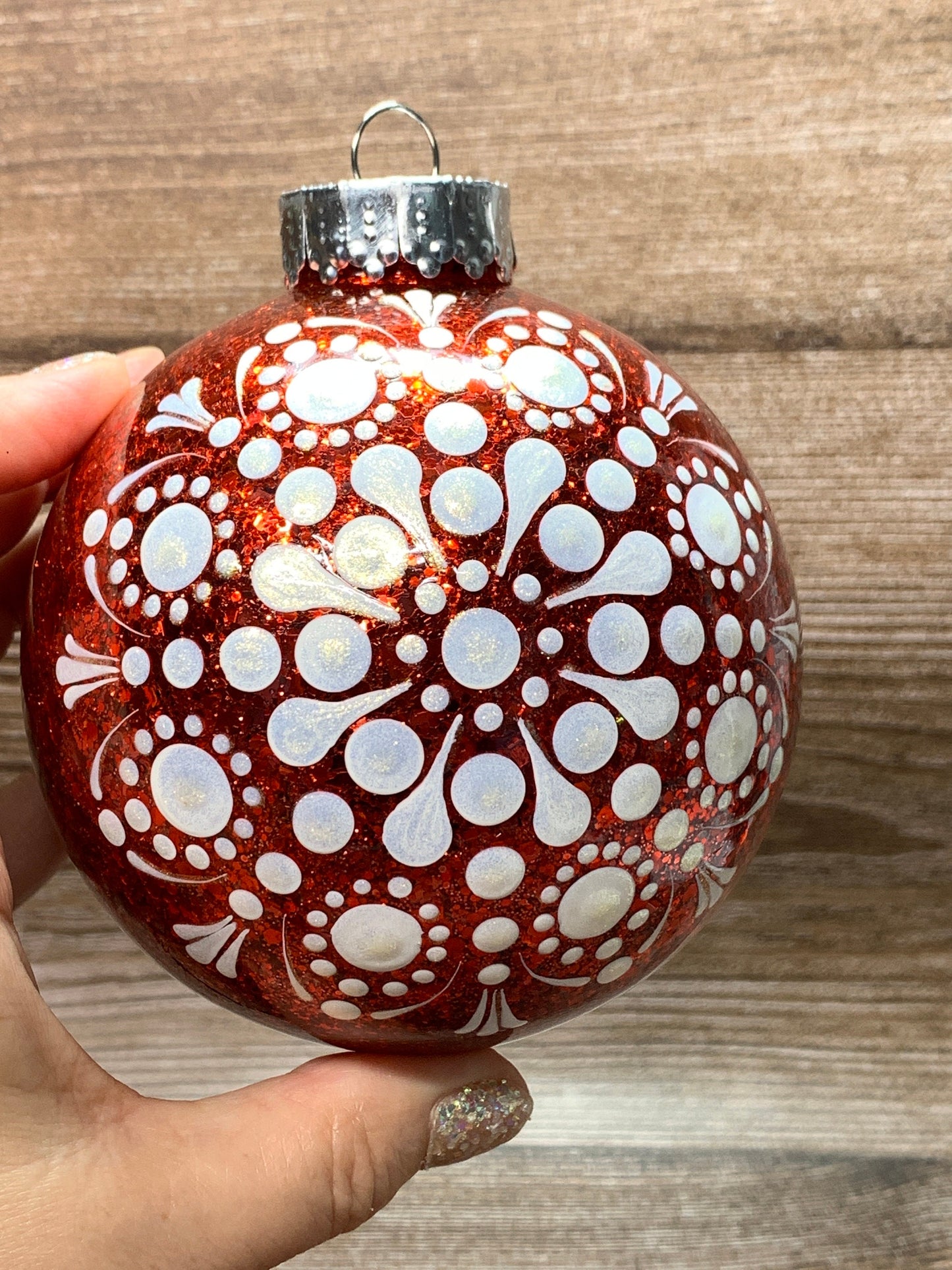 #69 Glittered Dot Art Ornament